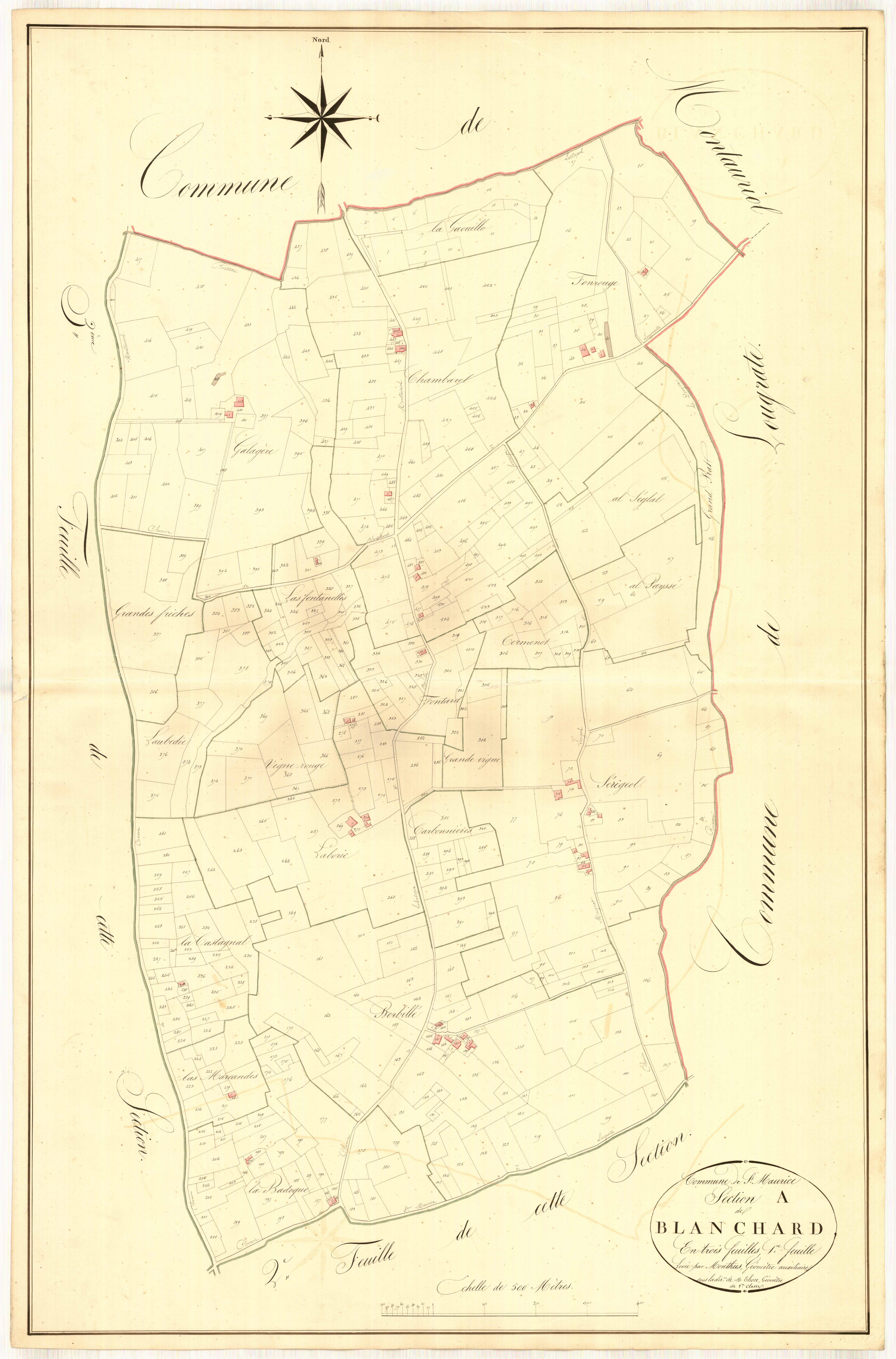 Plan napoléonien, atlas-A1 Blanchard, Saint-Maurice-de-Lestapel
