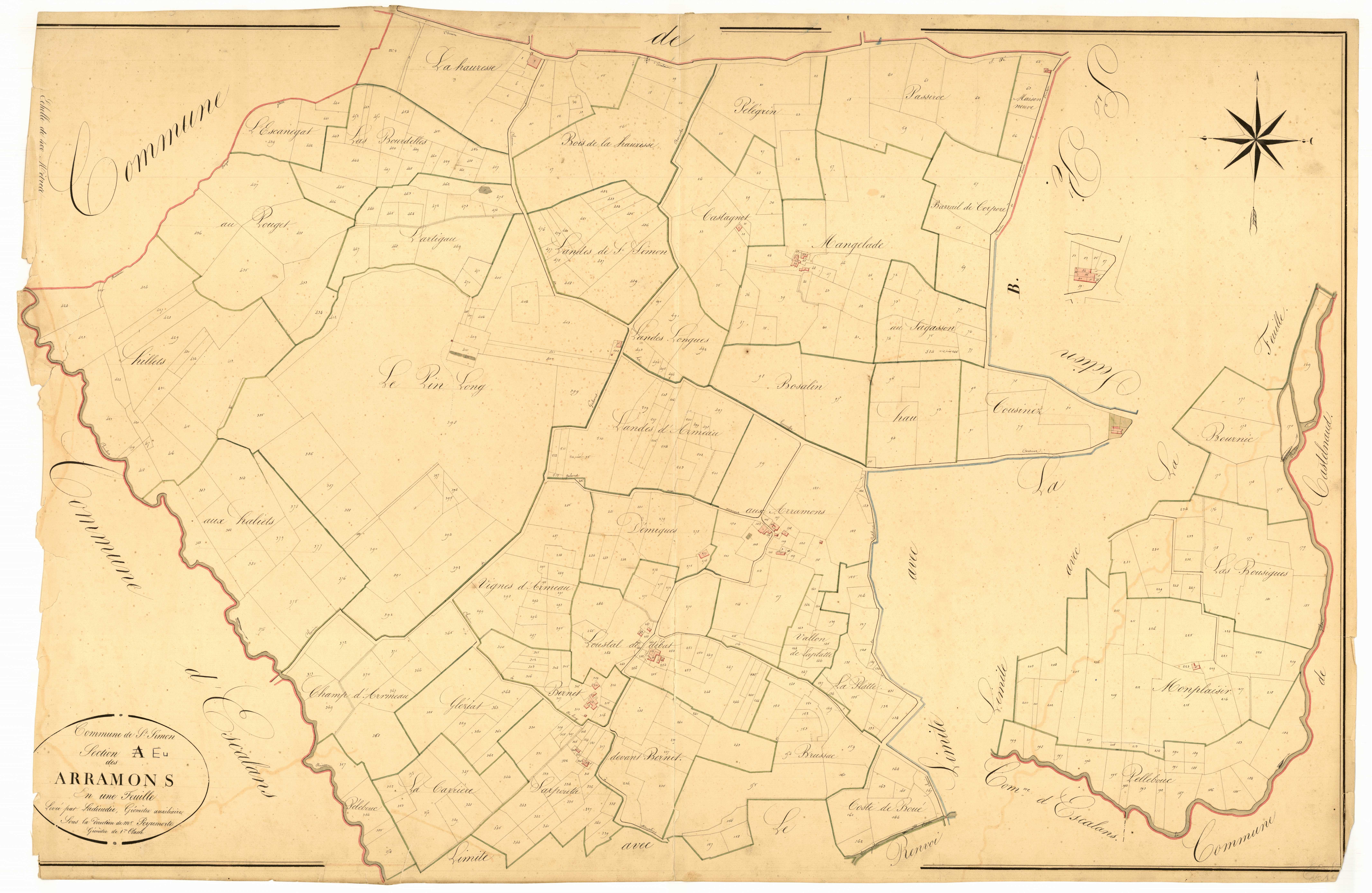 Plan napoléonien, atlas-A Les Arramons, Saint-Simon (voir Saint-Pé-Saint-Simon)