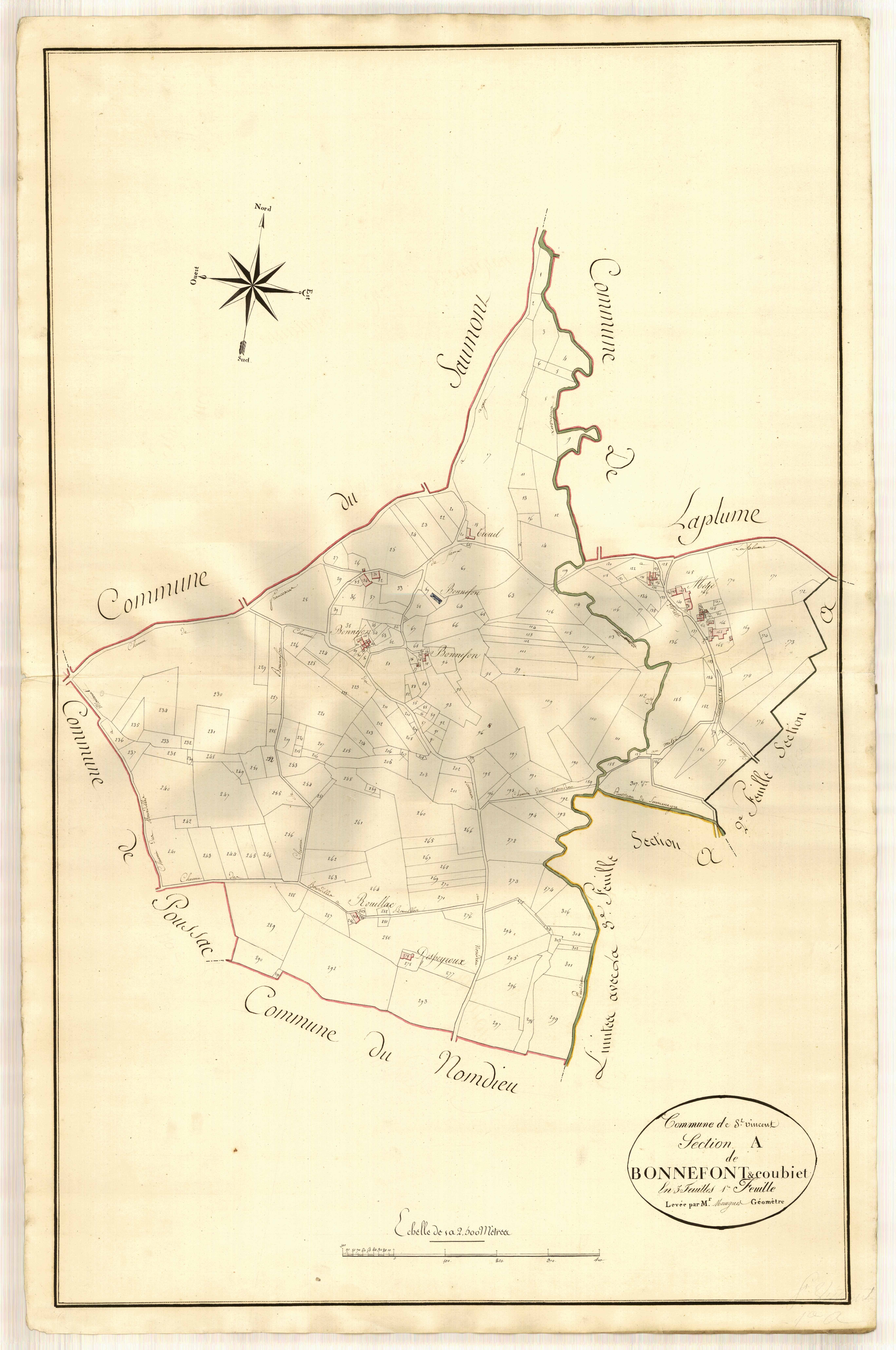 Plan primitif, atlas-A1 Bonnefont et Coubiet, Saint-Vincent-de-Lamontjoie
