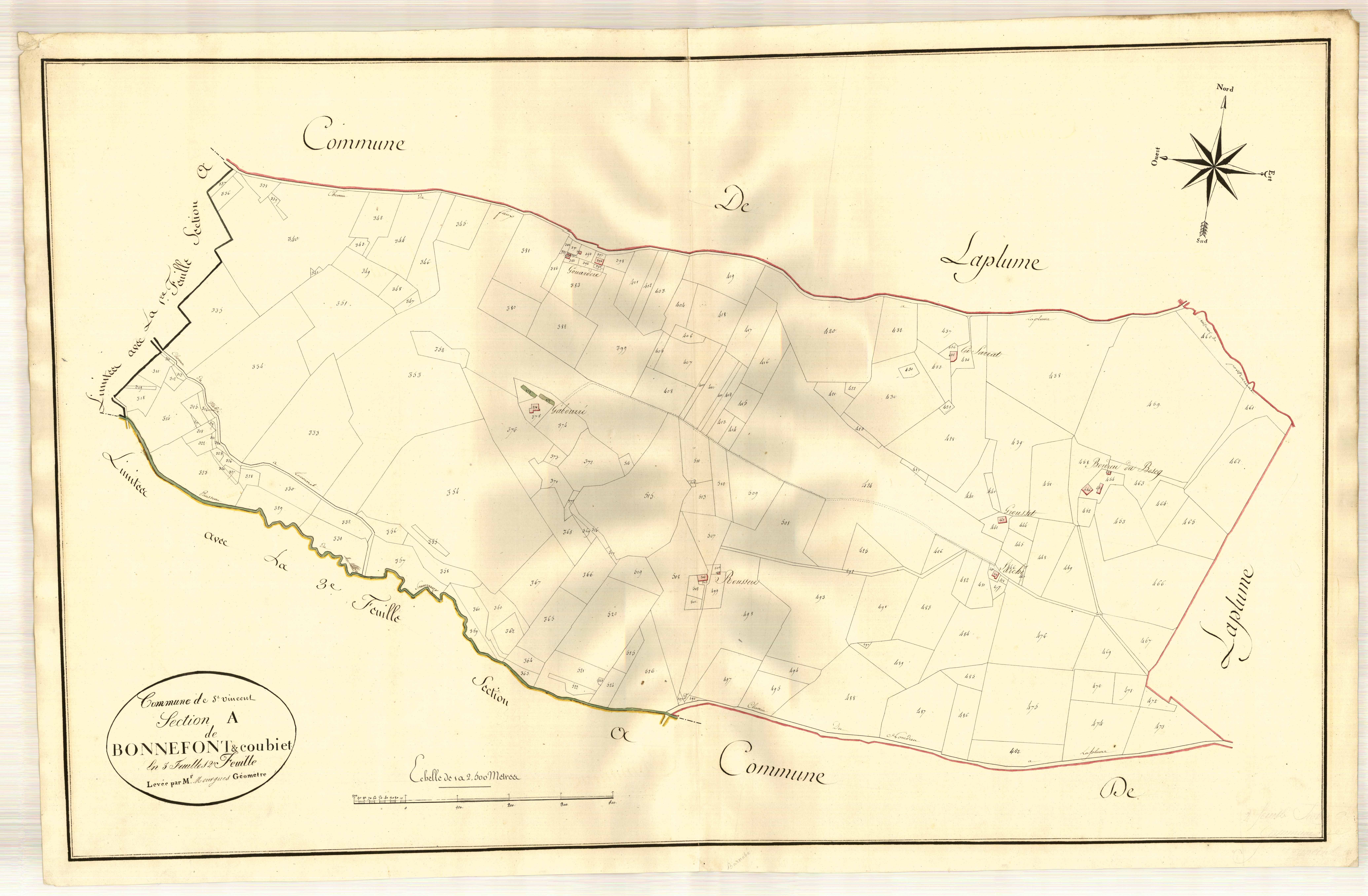 Plan primitif, atlas-A2 Bonnefont et Coubiet, Saint-Vincent-de-Lamontjoie