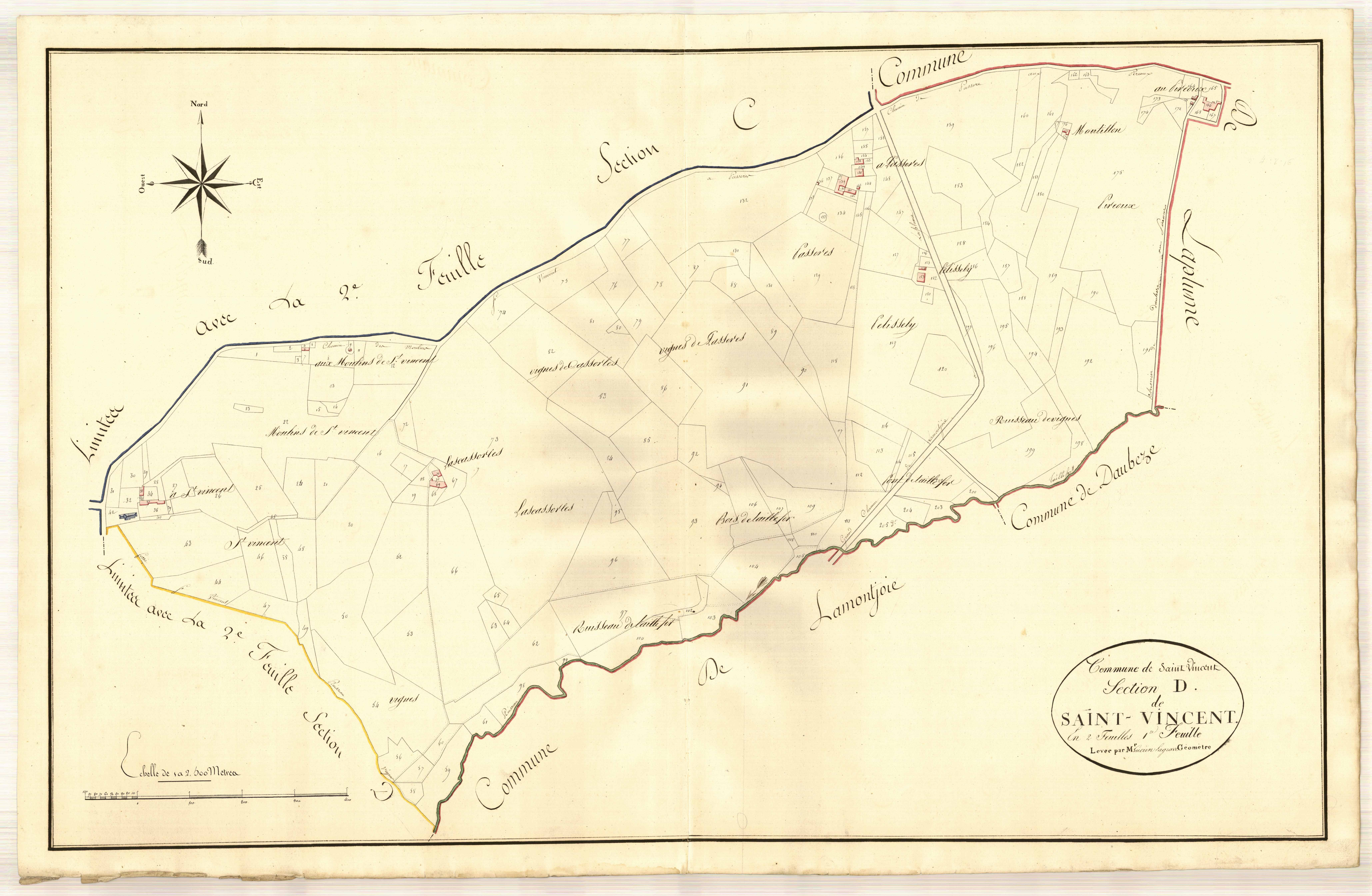 Plan primitif, atlas-D1 Saint-Vincent, Saint-Vincent-de-Lamontjoie