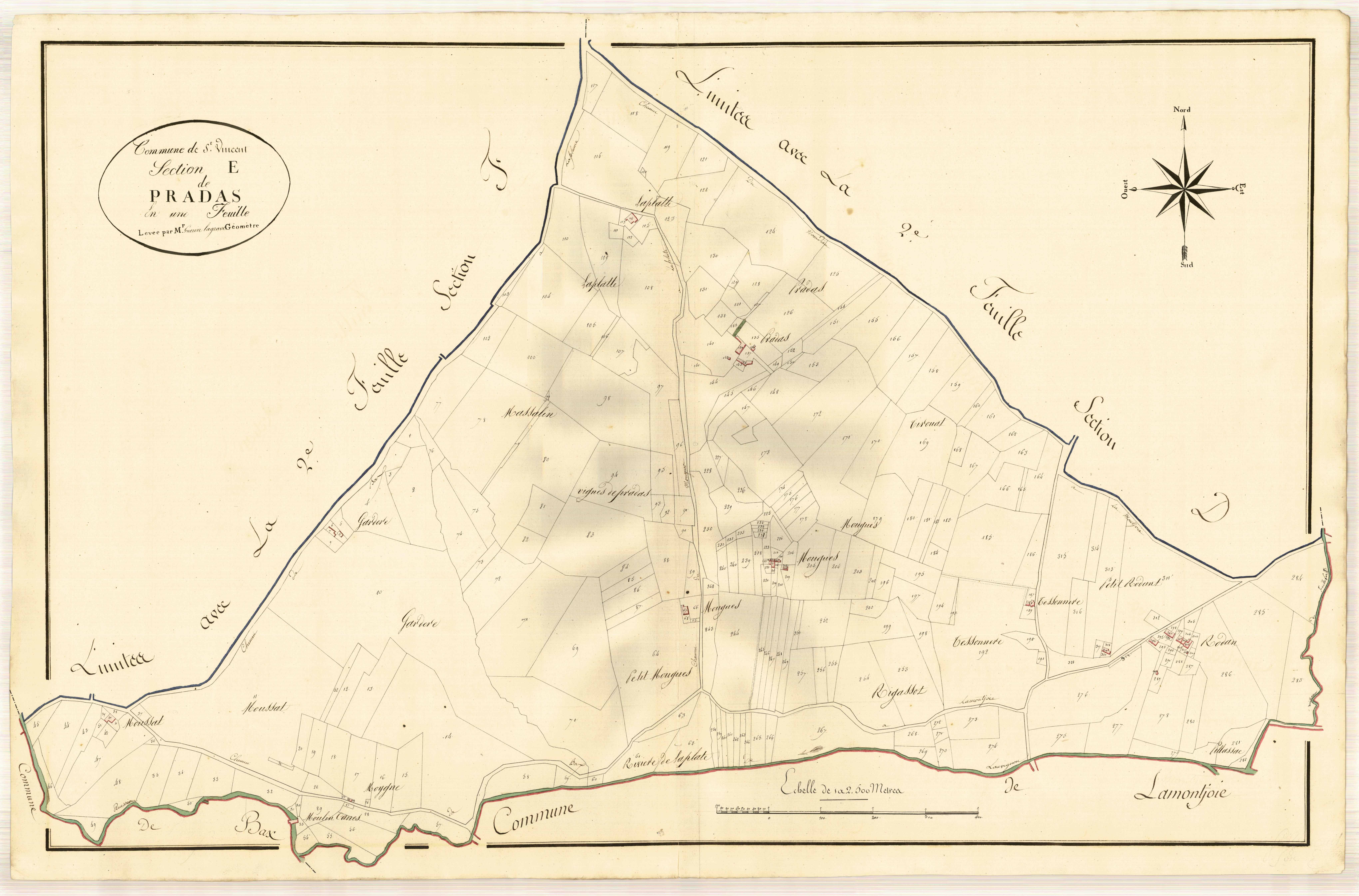 Plan primitif, atlas-E Pradas, Saint-Vincent-de-Lamontjoie
