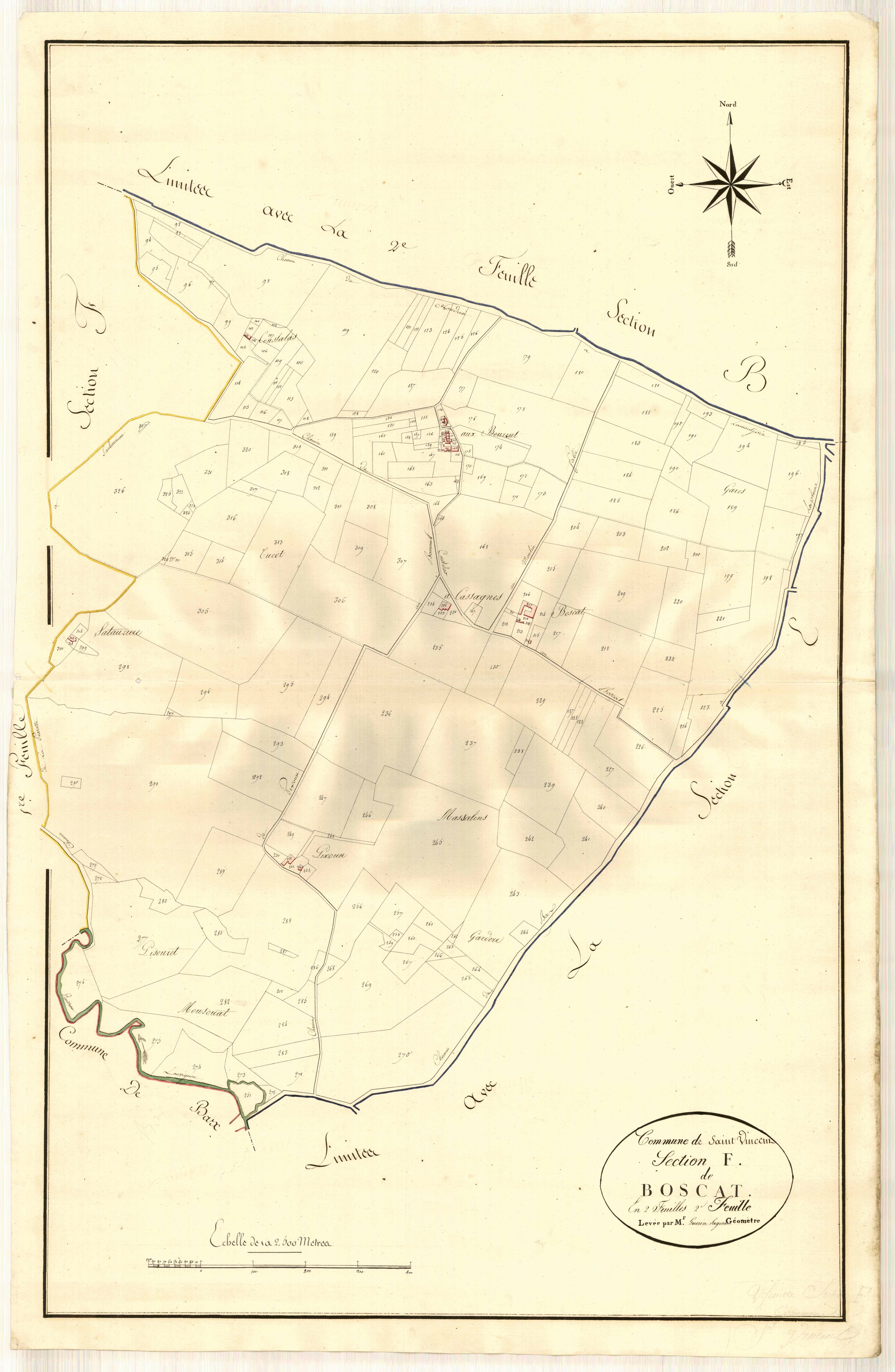 Plan primitif, atlas-F2 Boscat, Saint-Vincent-de-Lamontjoie