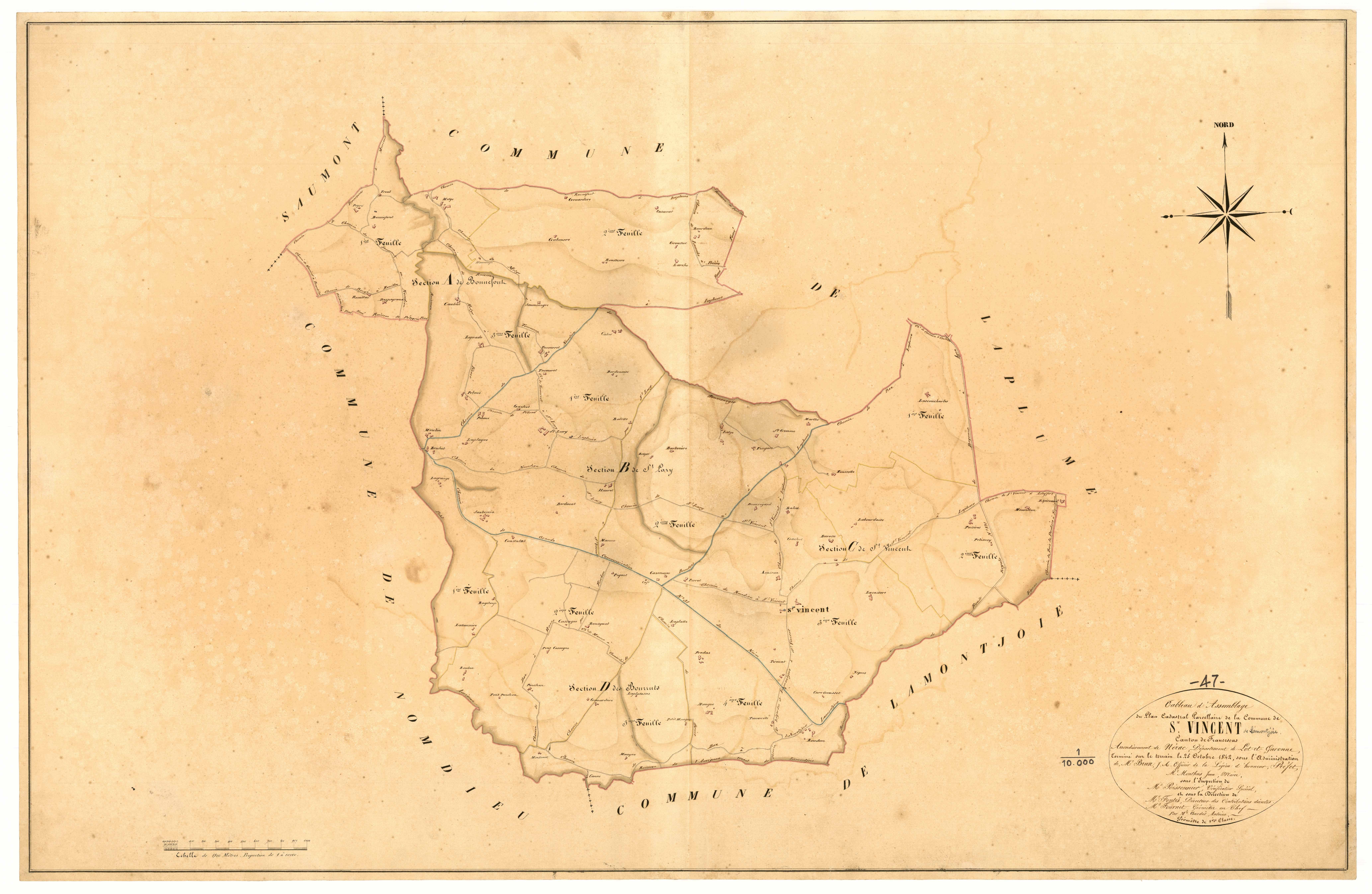 Plan napoléonien, atlas-TA, Saint-Vincent-de-Lamontjoie