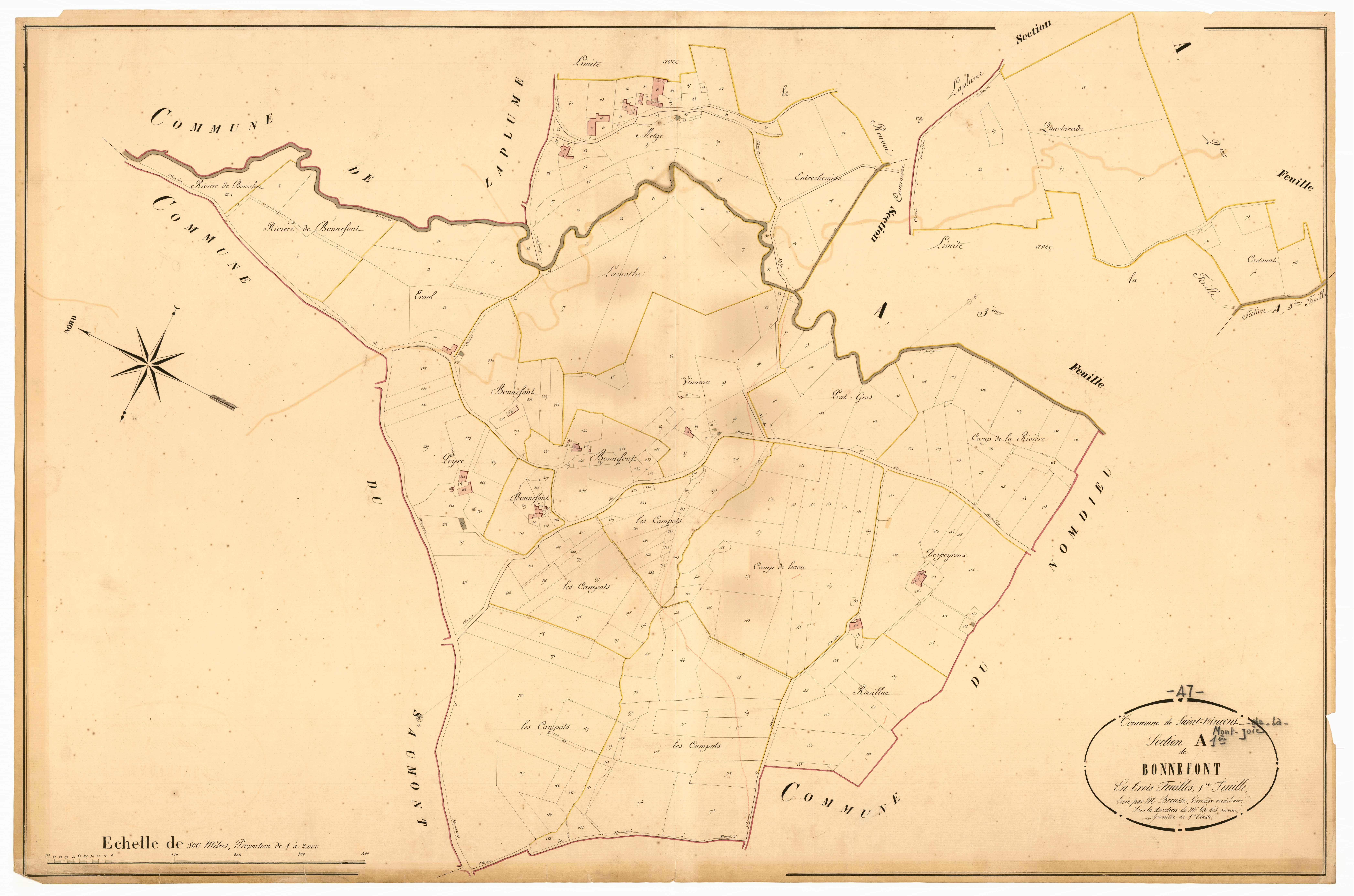 Plan napoléonien, atlas-A1 Bonnefont, Saint-Vincent-de-Lamontjoie