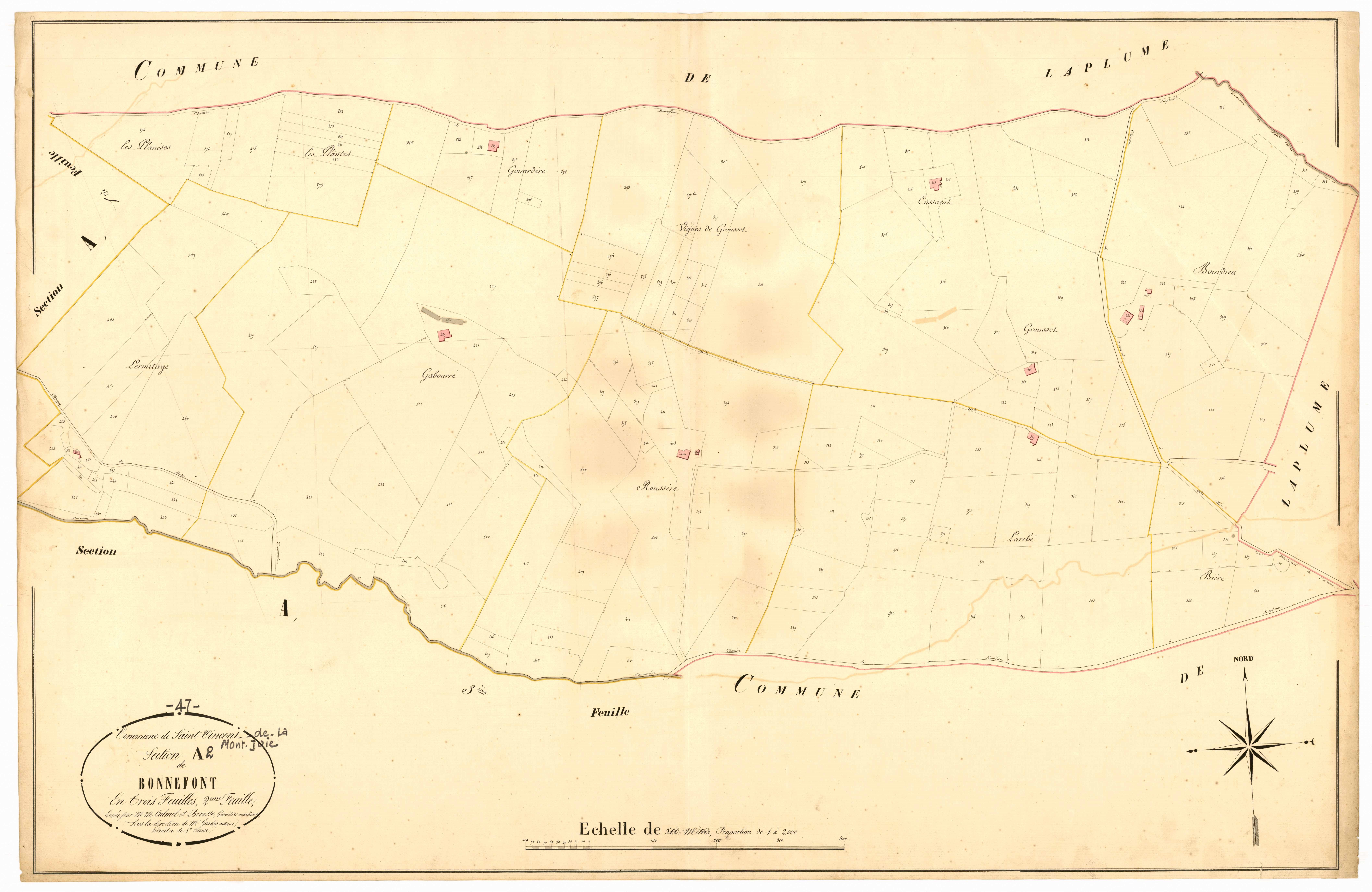 Plan napoléonien, atlas-A2 Bonnefont, Saint-Vincent-de-Lamontjoie