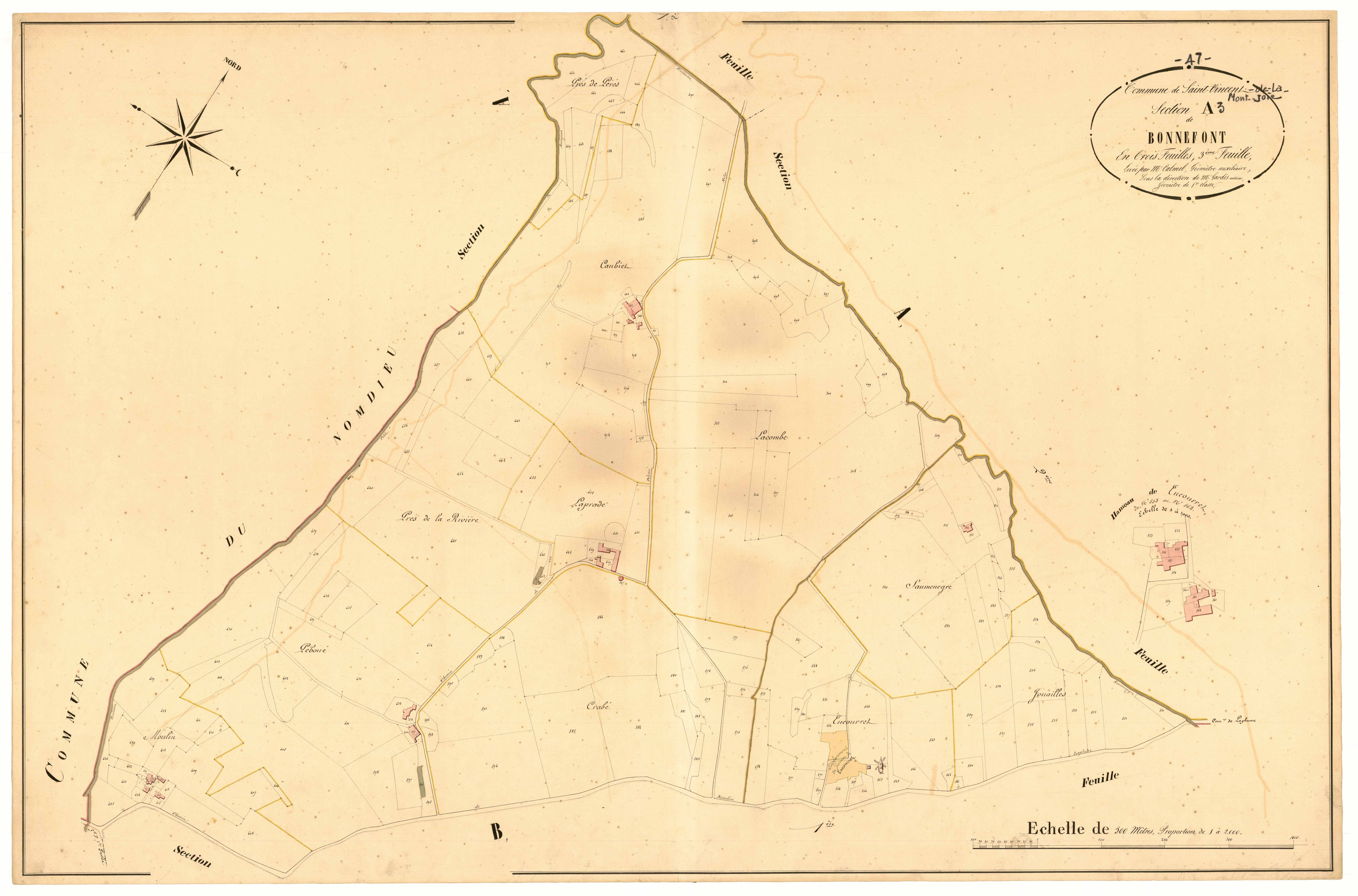 Plan napoléonien, atlas-A3 Bonnefont, Saint-Vincent-de-Lamontjoie