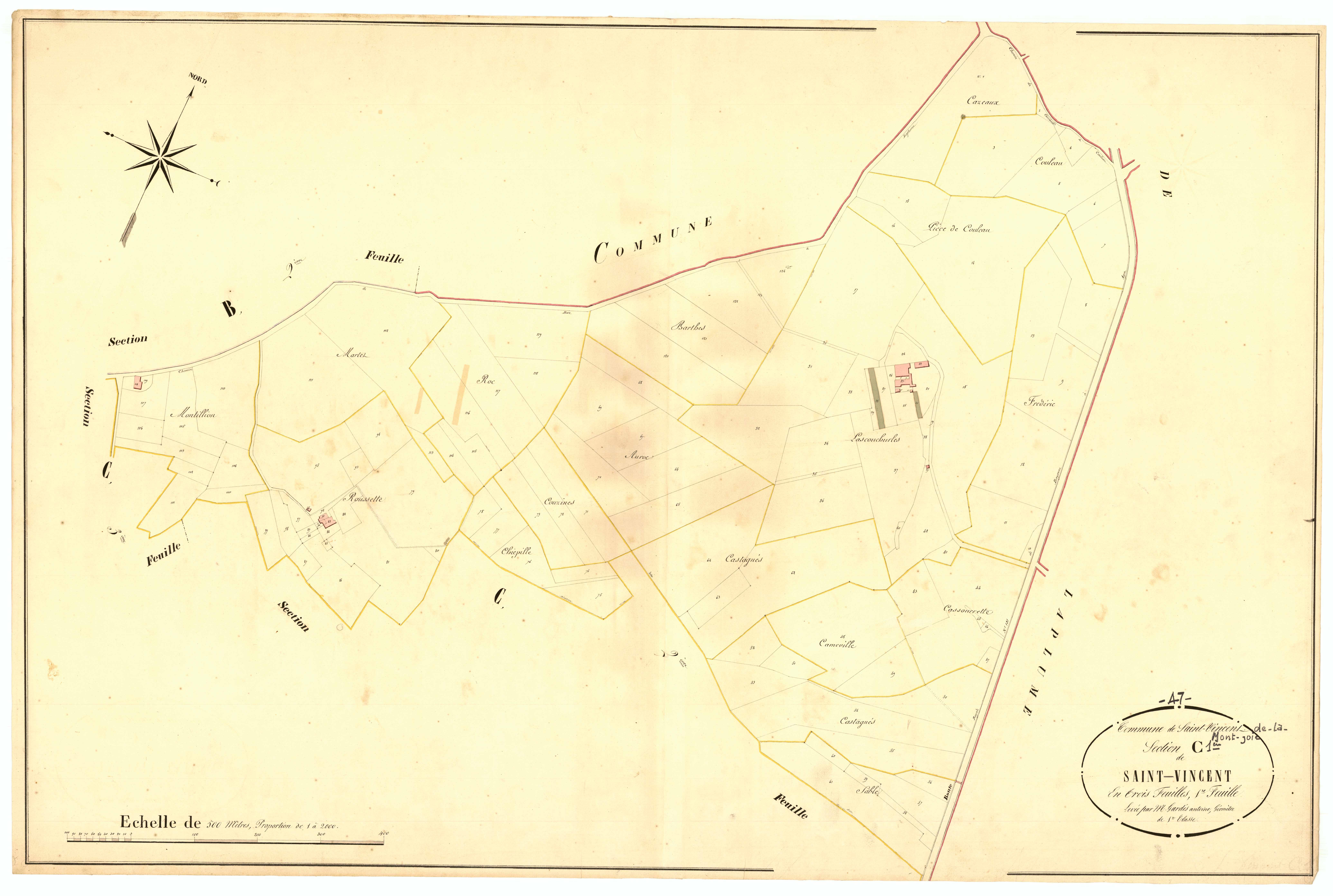 Plan napoléonien, atlas-C1 Saint-Vincent, Saint-Vincent-de-Lamontjoie
