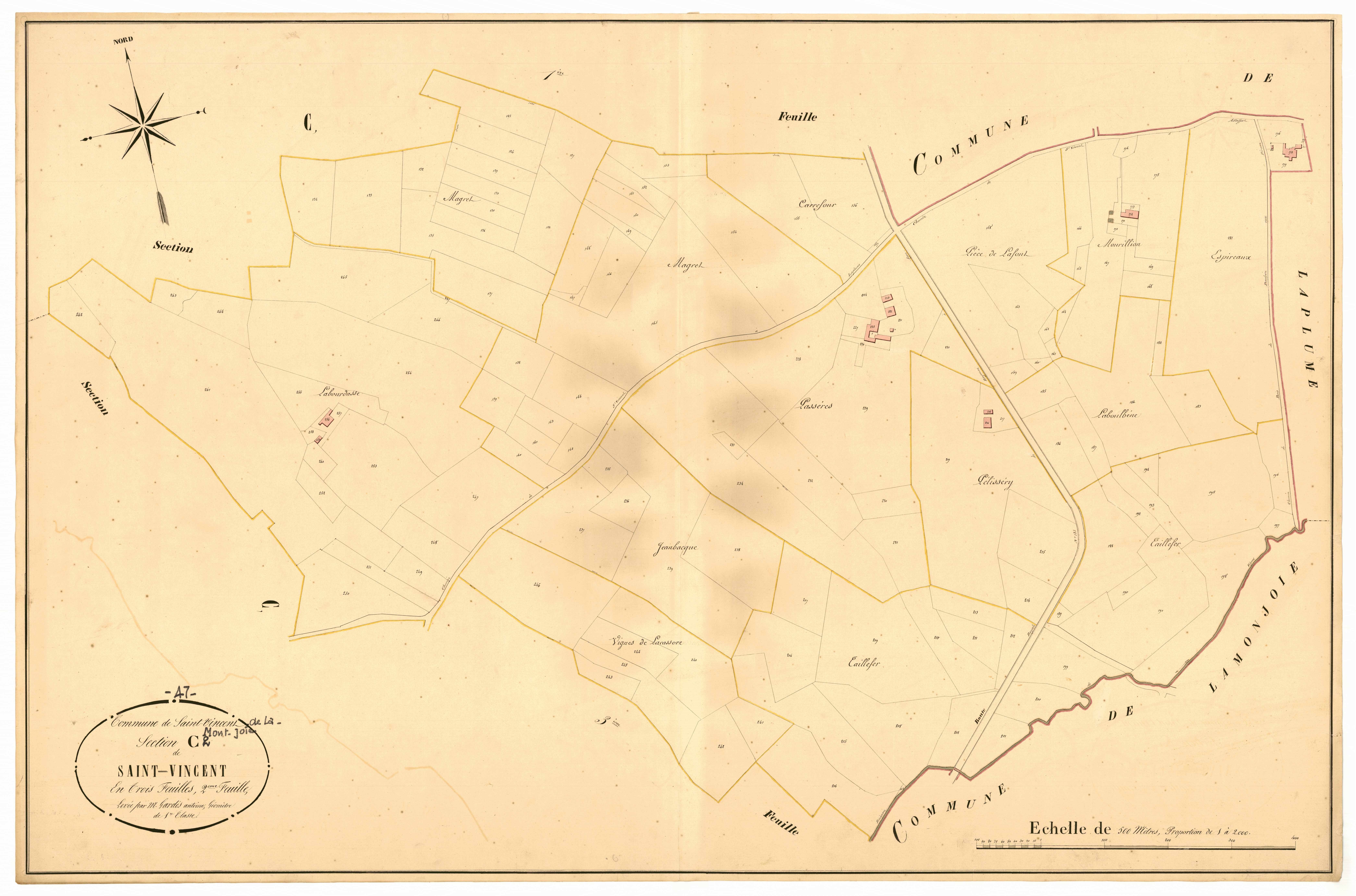 Plan napoléonien, atlas-C2 Saint-Vincent, Saint-Vincent-de-Lamontjoie