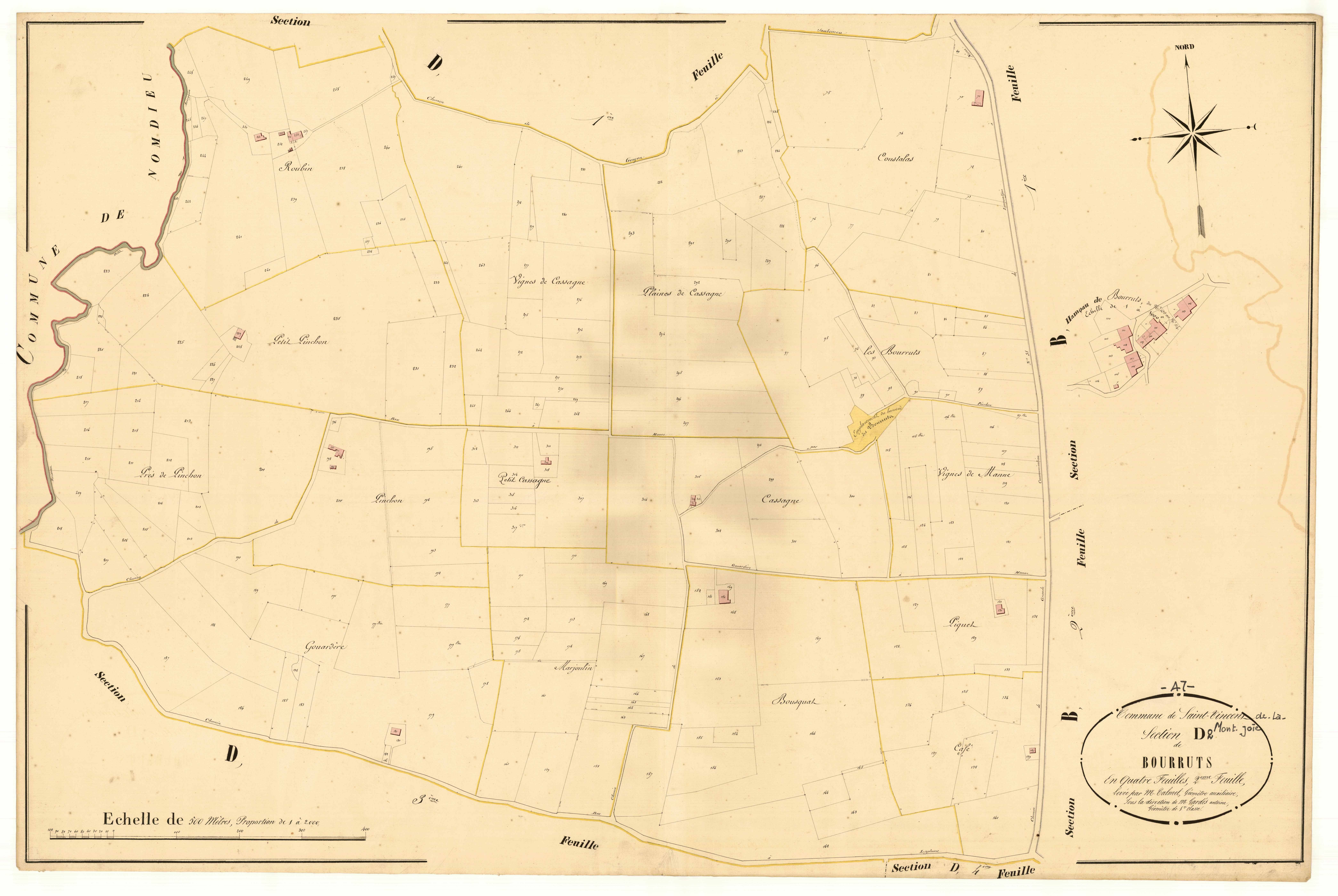 Plan napoléonien, atlas-D2 Bourruts, Saint-Vincent-de-Lamontjoie