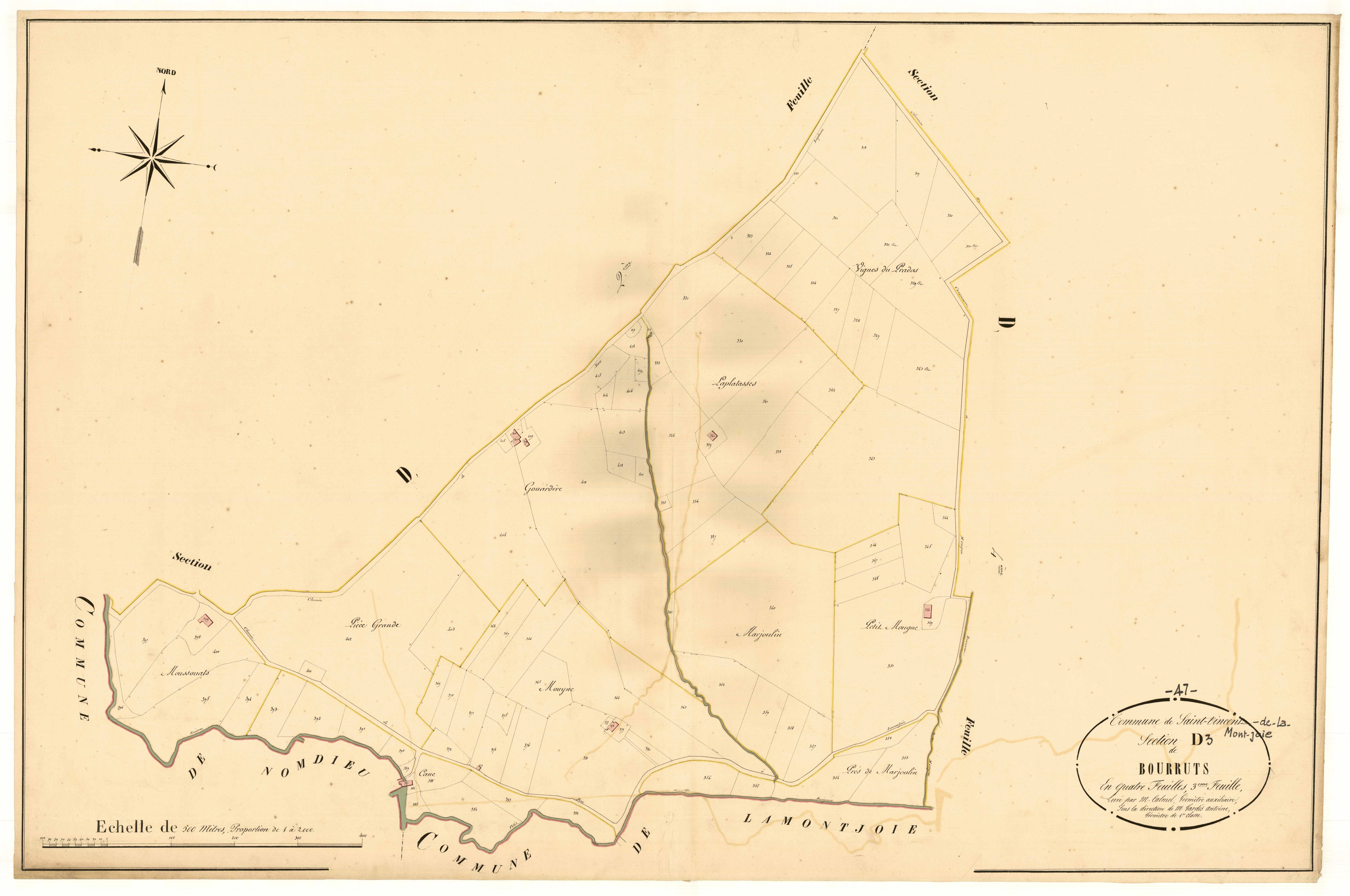 Plan napoléonien, atlas-D3 Bourruts, Saint-Vincent-de-Lamontjoie