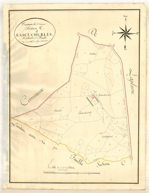 Plan primitif, atlas-C1 Lascuchurles, Saint-Vincent-de-Lamontjoie