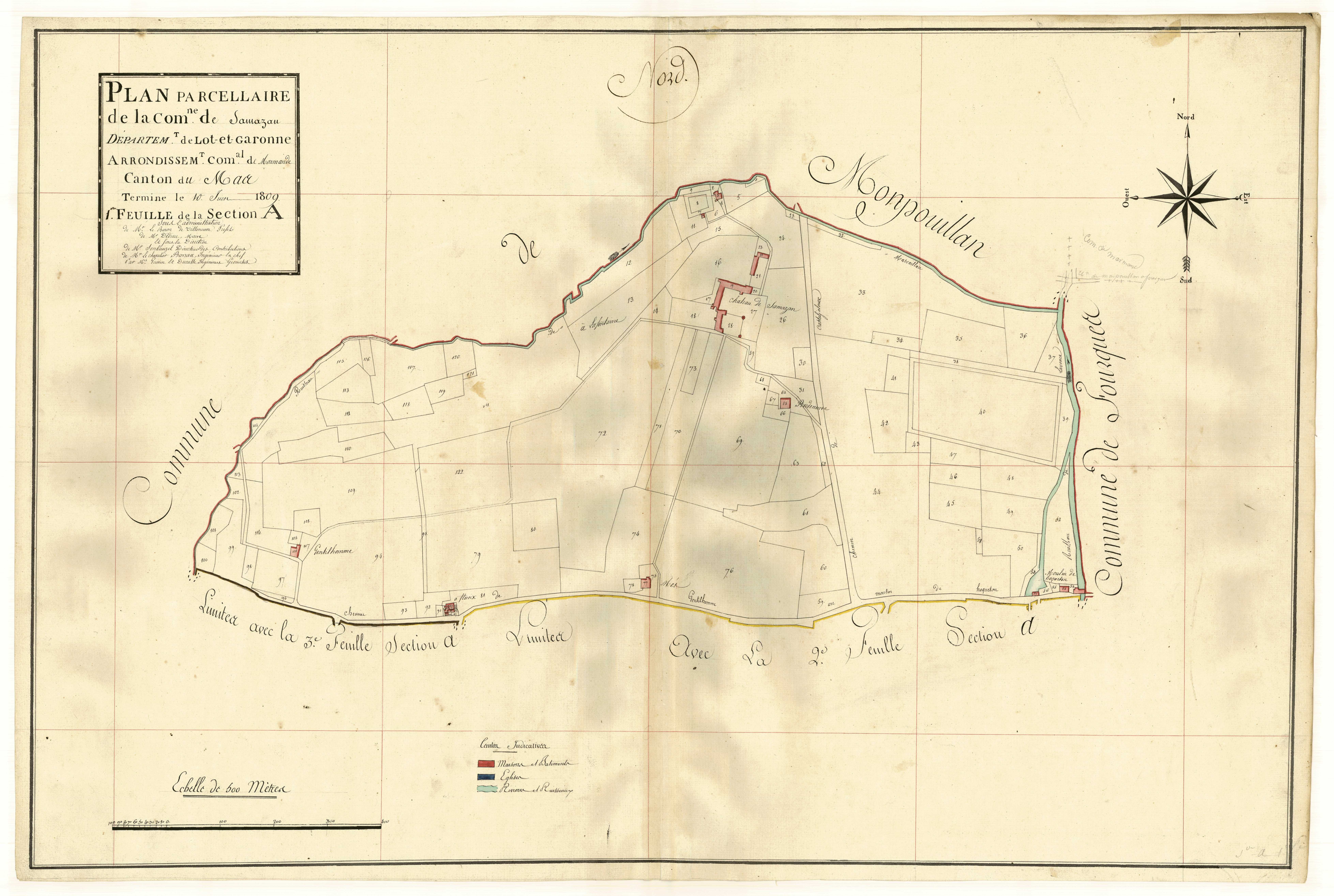 Plan primitif, atlas-A1 Lasserre et La Château, Samazan