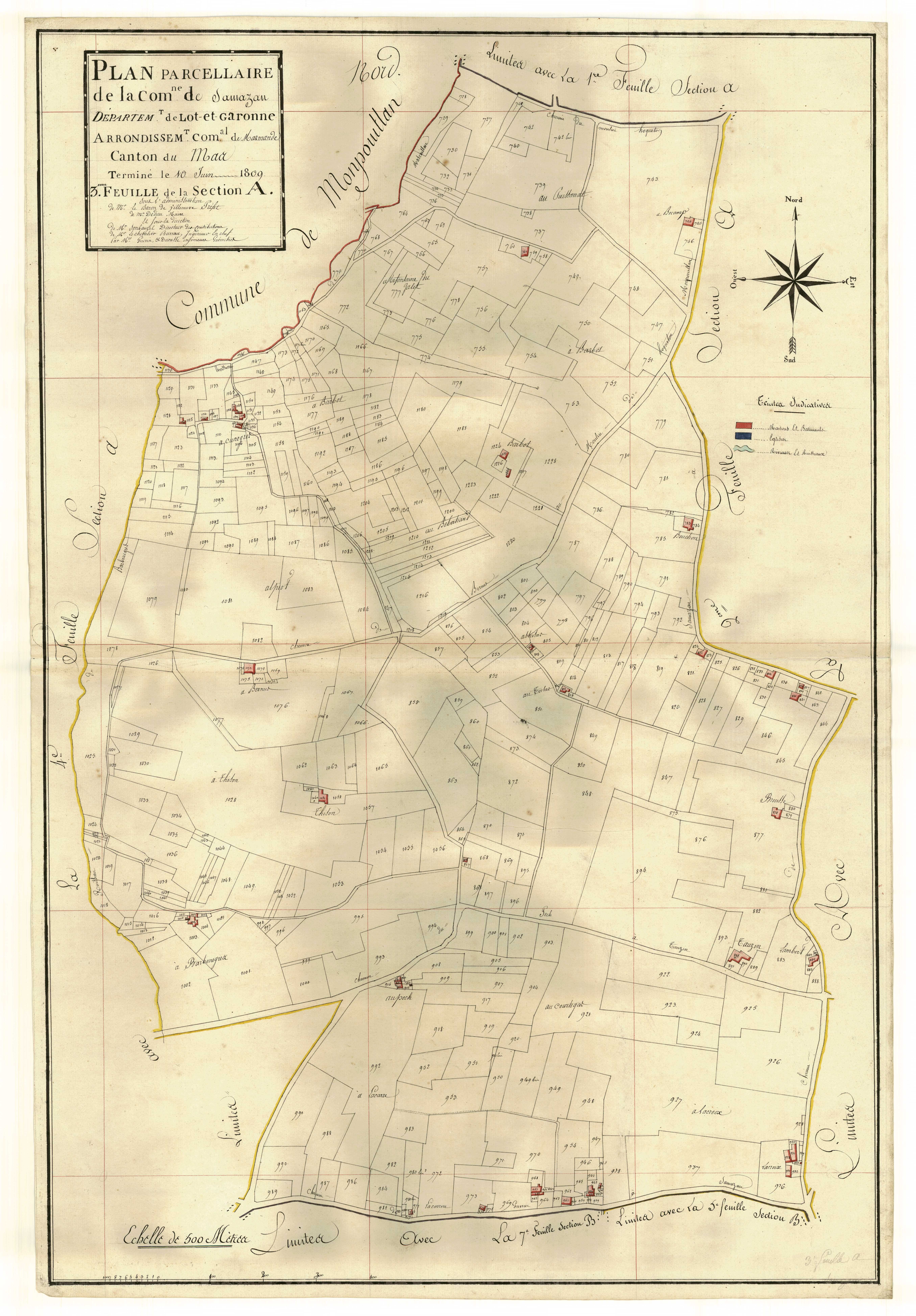 Plan primitif, atlas-A3 Lasserre et Le Château, Samazan
