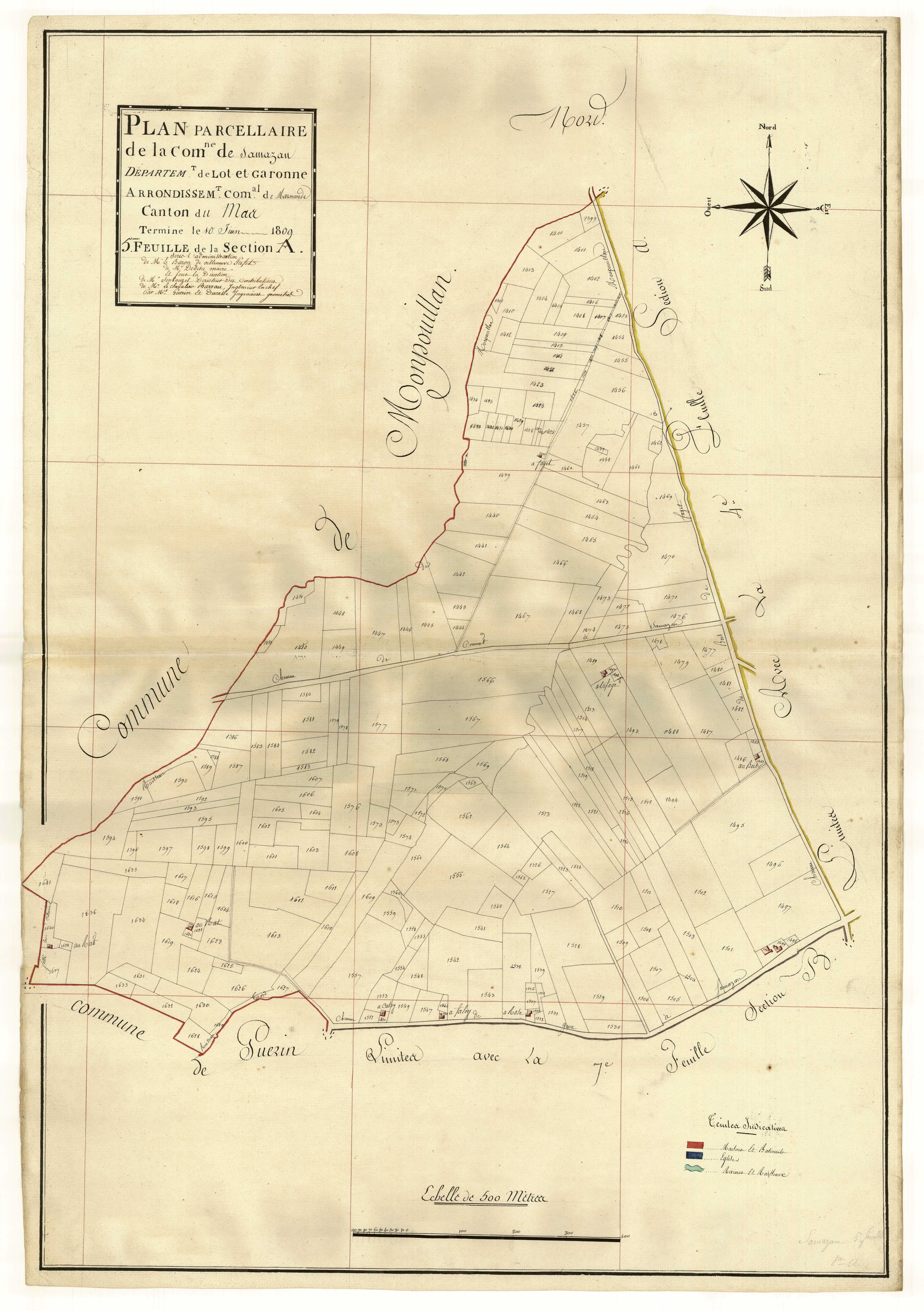 Plan primitif, atlas-A5 Lasserre et Le Château, Samazan