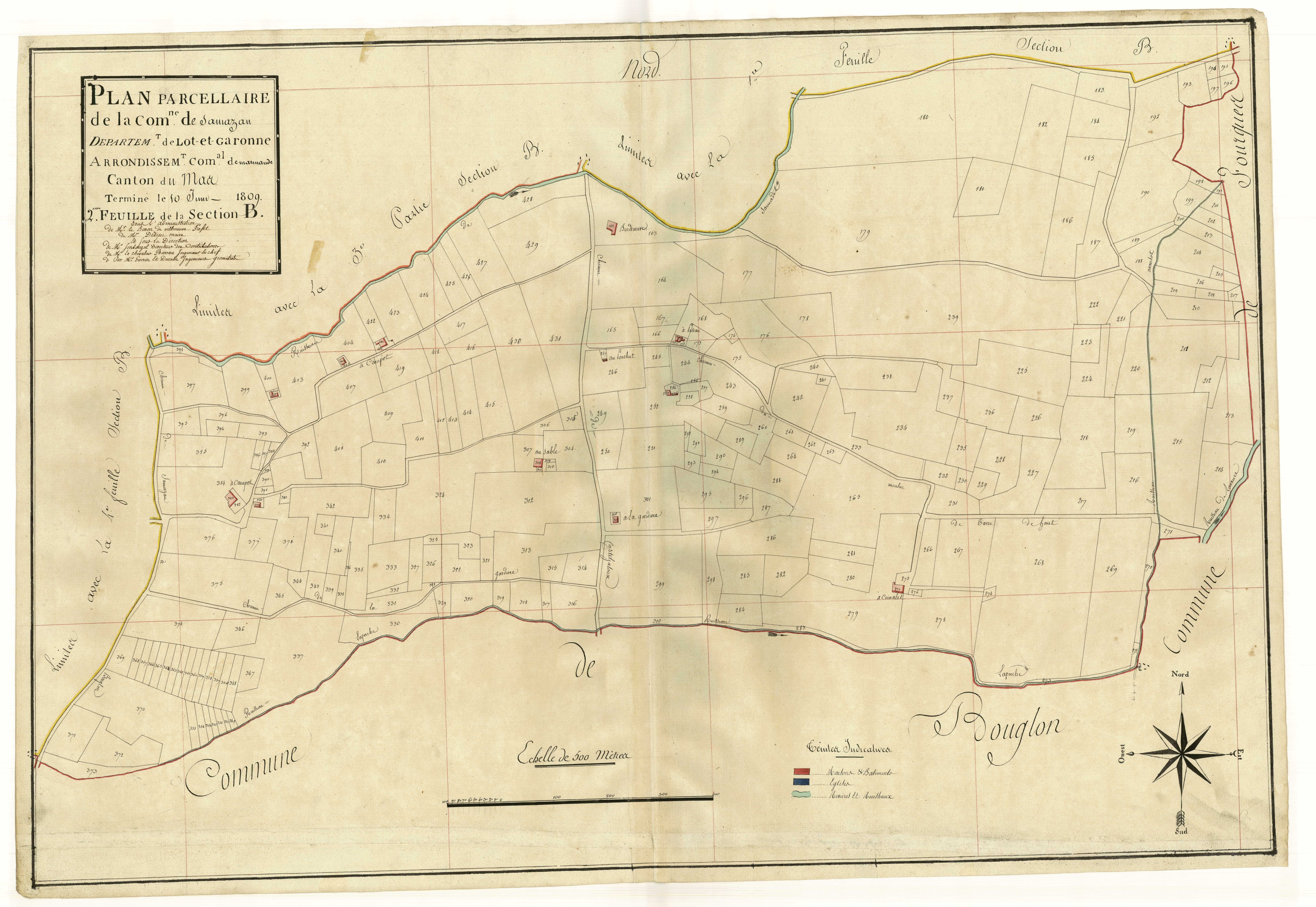 Plan primitif, atlas-B2 Le Bourg, Samazan