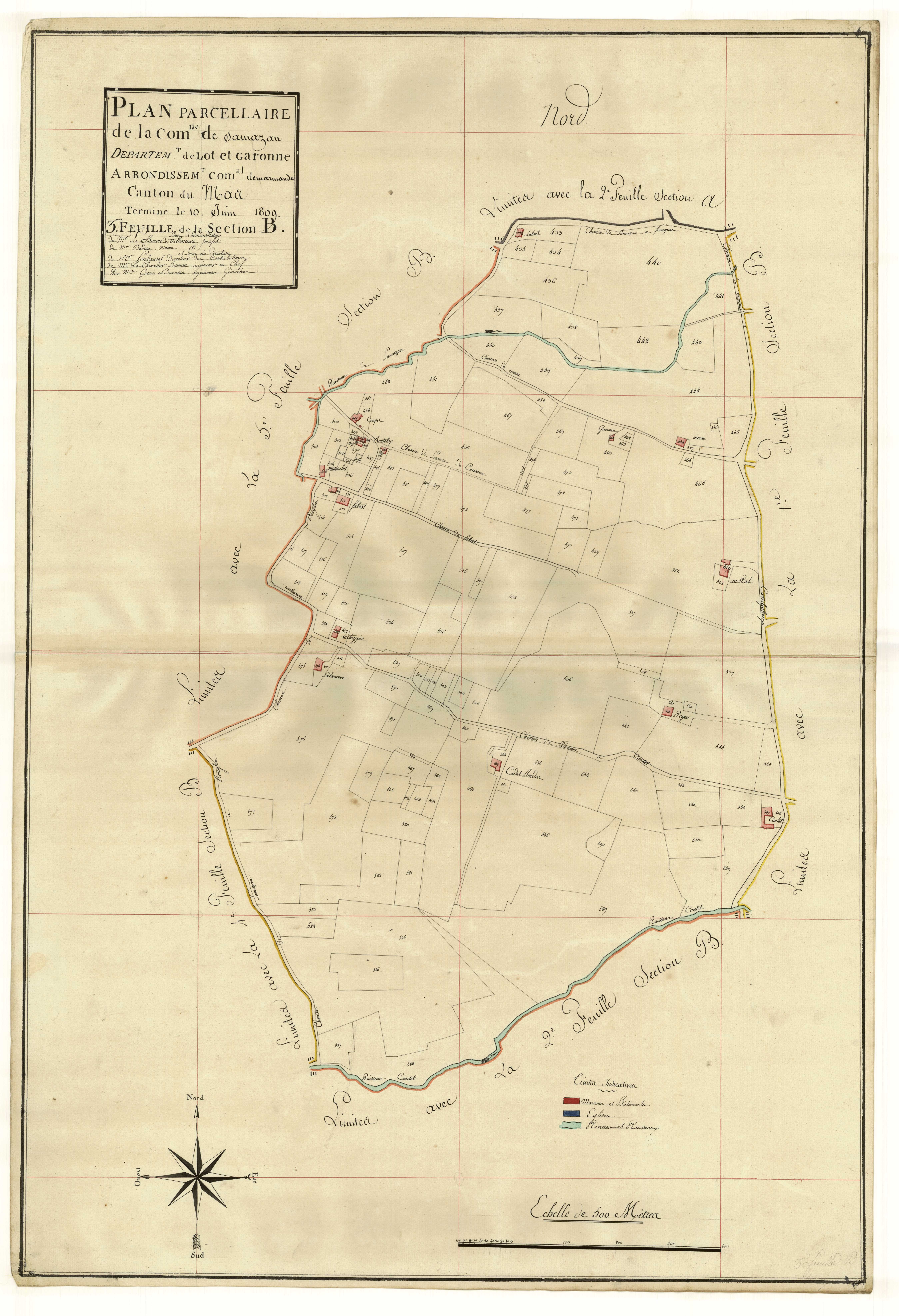 Plan primitif, atlas-B3 Le Bourg, Samazan