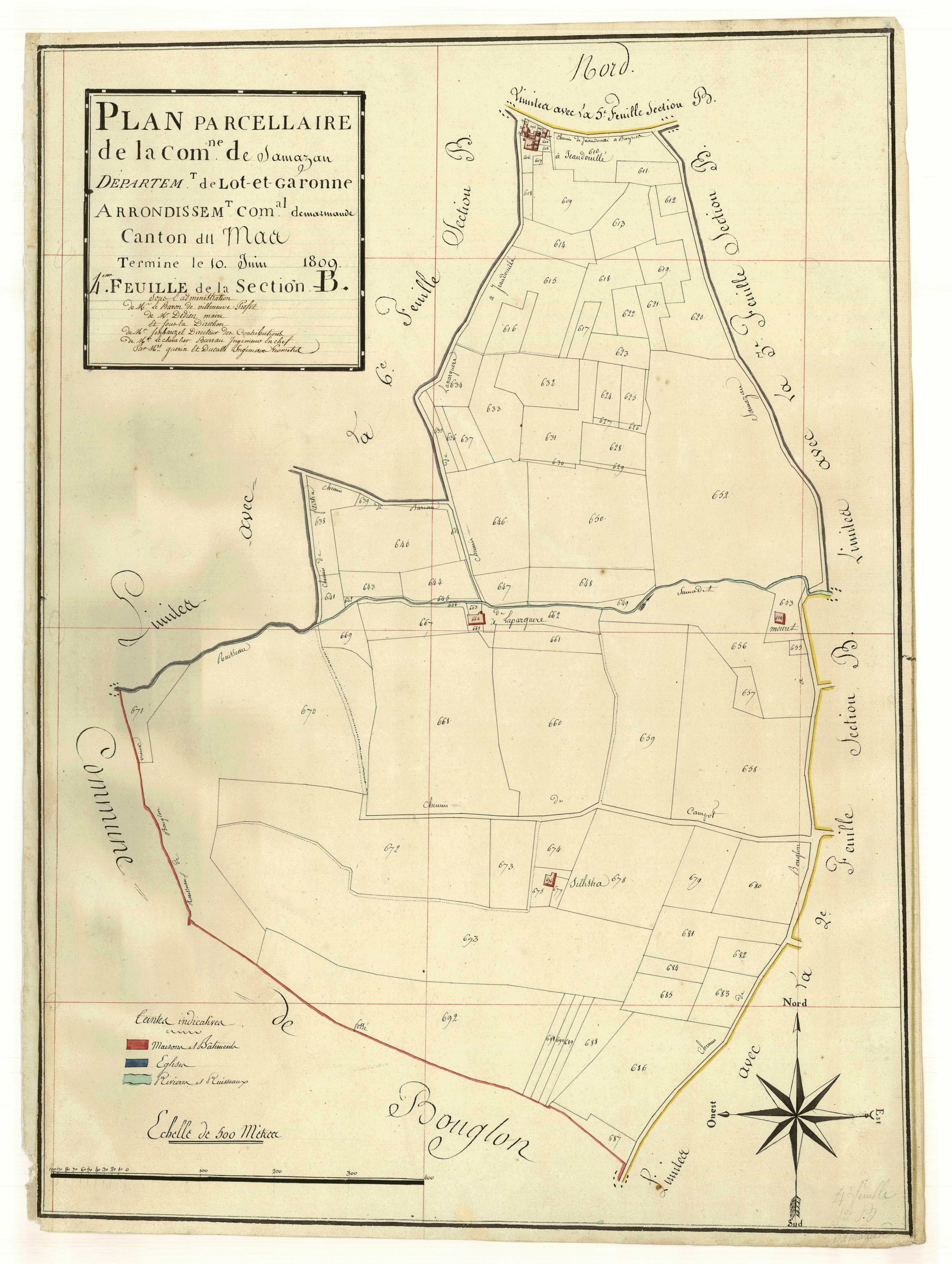 Plan primitif, atlas-B4 Le Bourg, Samazan
