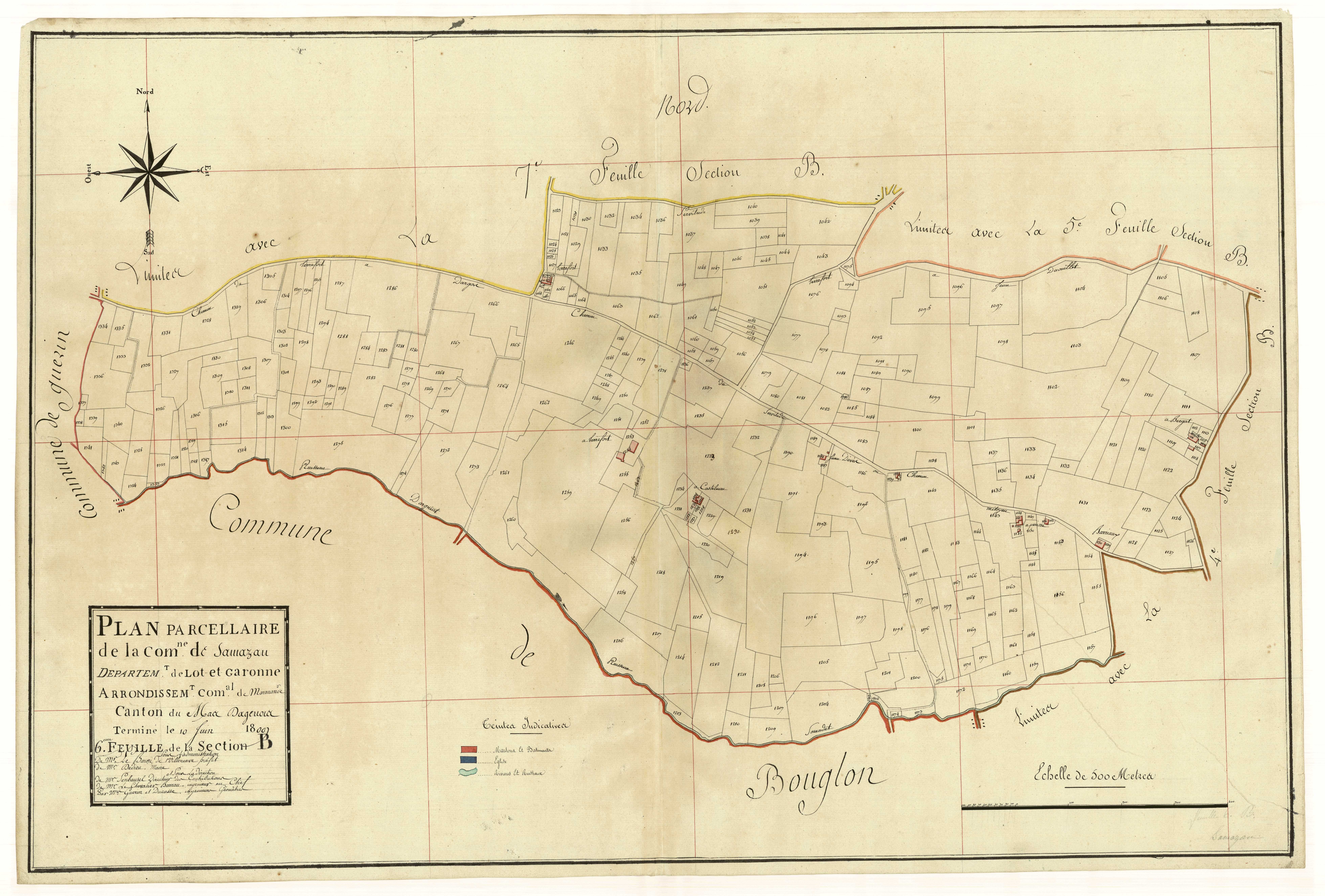 Plan primitif, atlas-B6 Le Bourg, Samazan