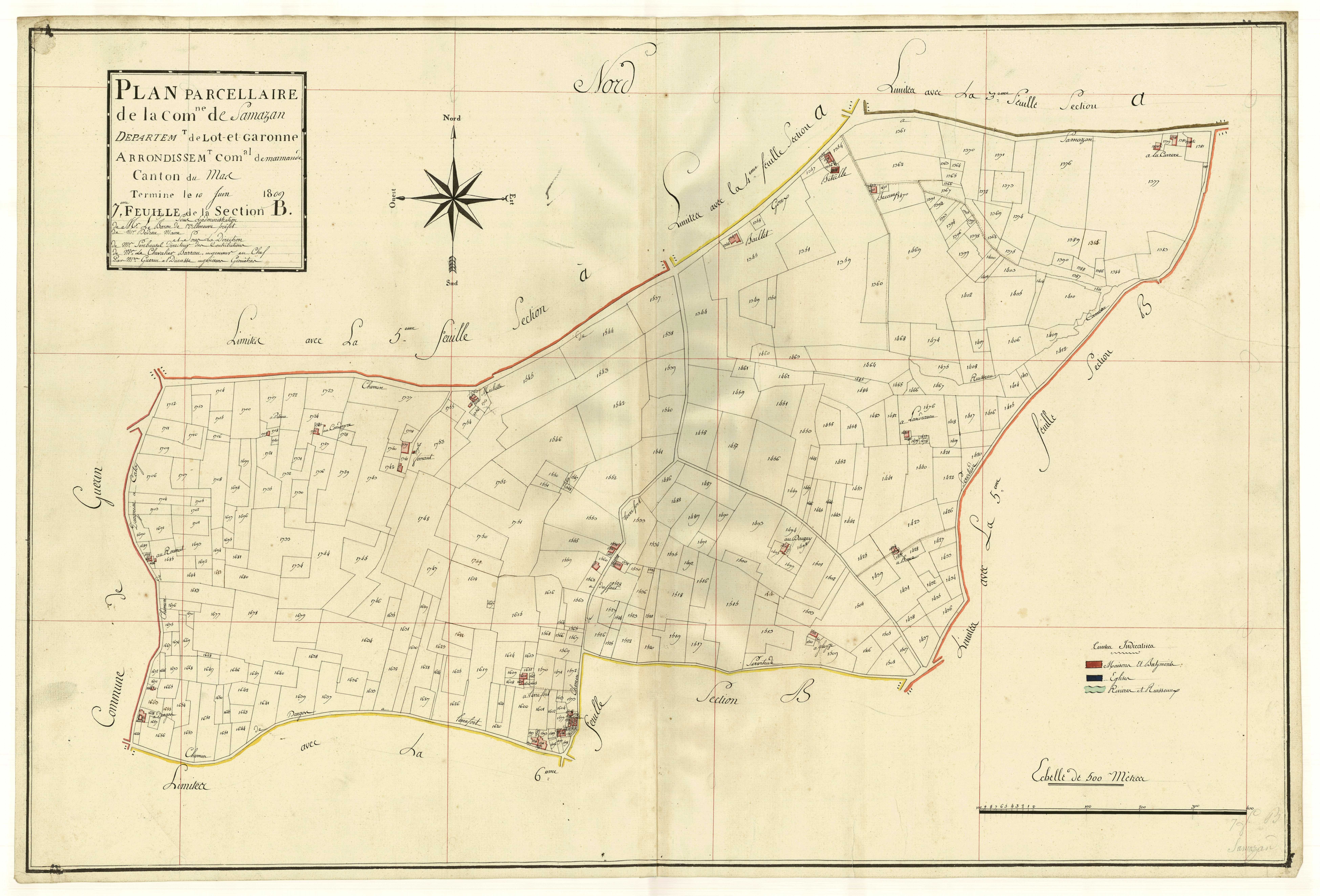 Plan primitif, atlas-B7 Le Bourg, Samazan