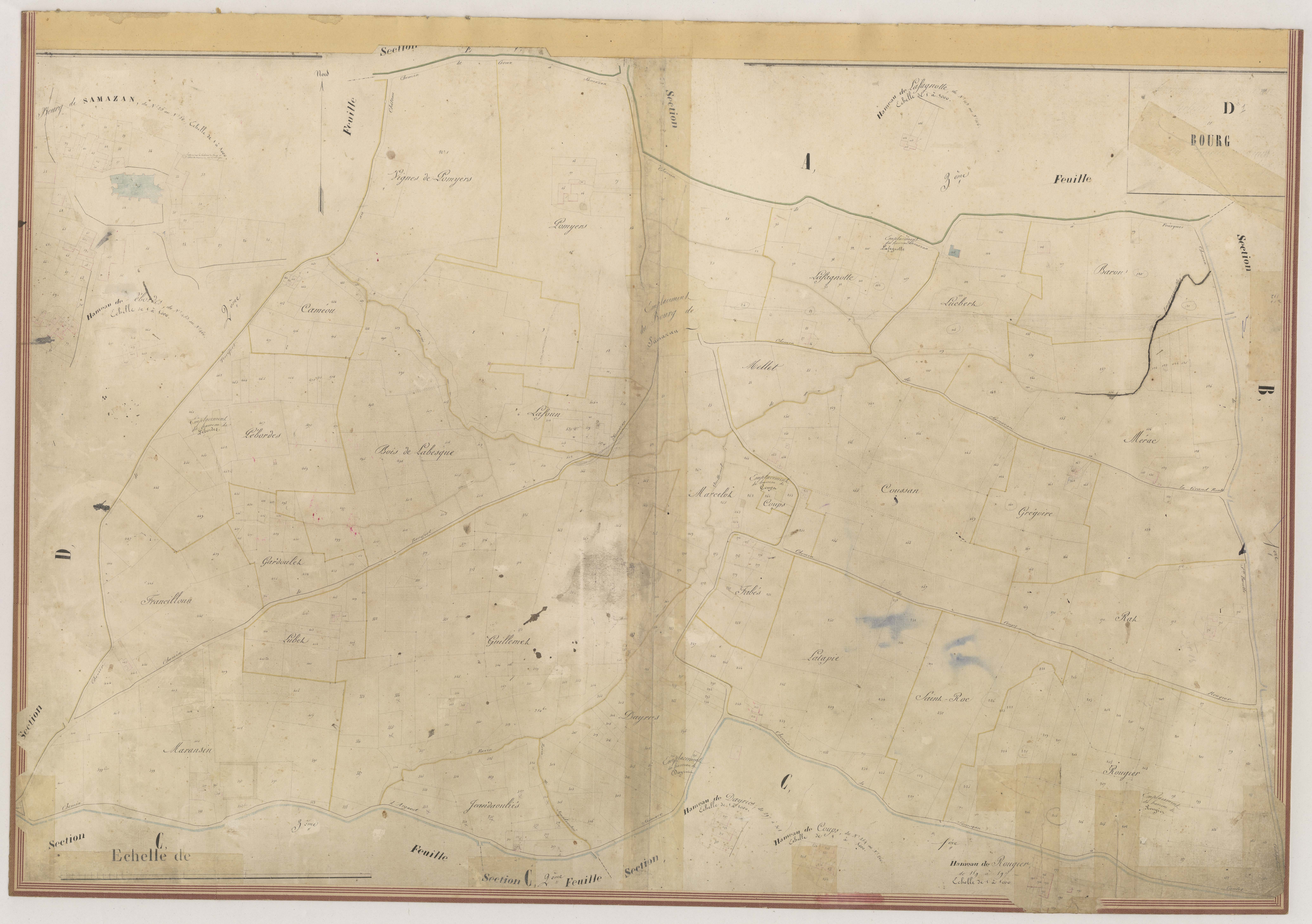 Plan napoléonien-D1 Le Bourg, Samazan