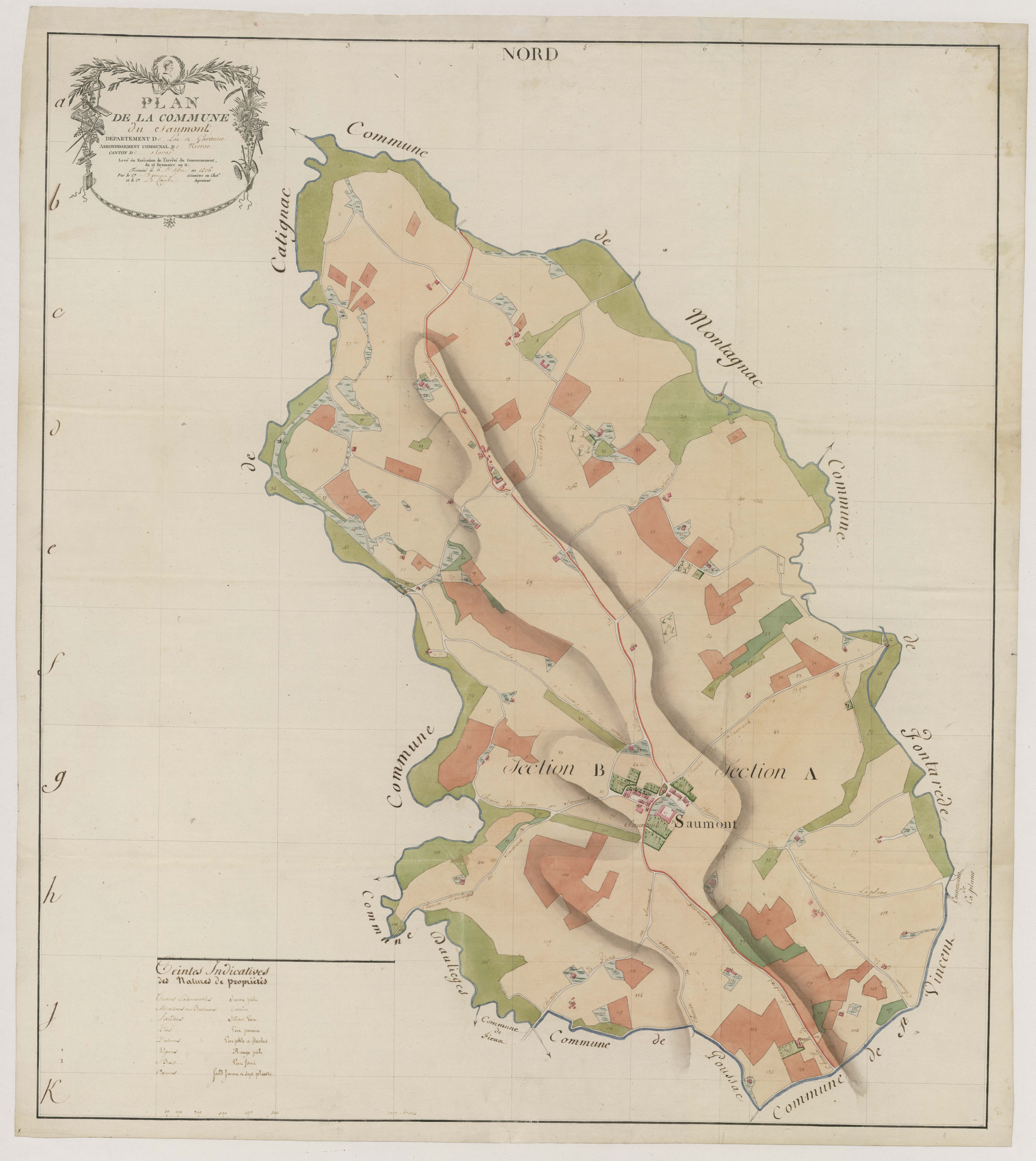 Plan par masses de cultures-, Saumont (Le)
