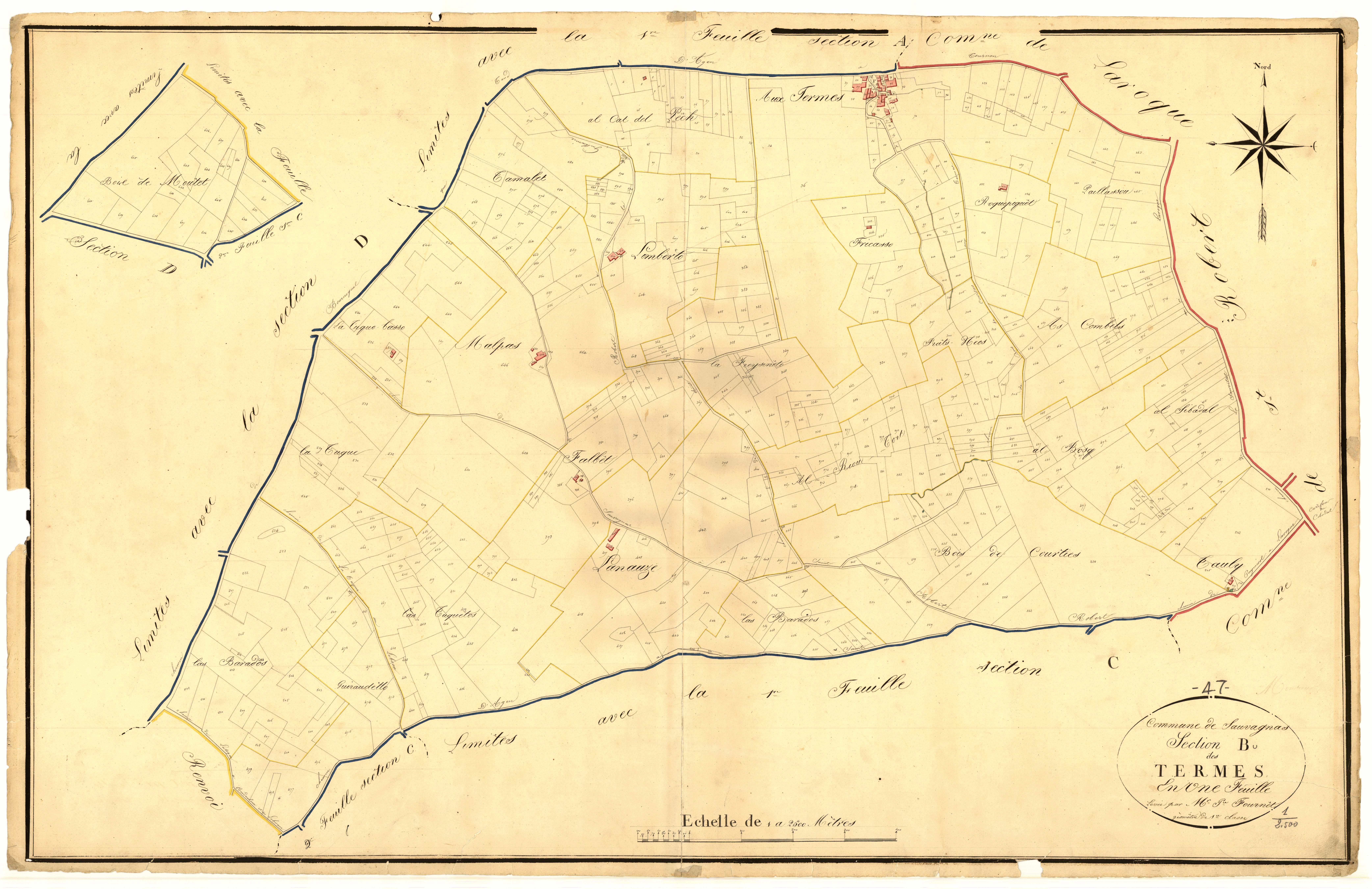 Plan napoléonien, atlas-B Termes, Sauvagnas