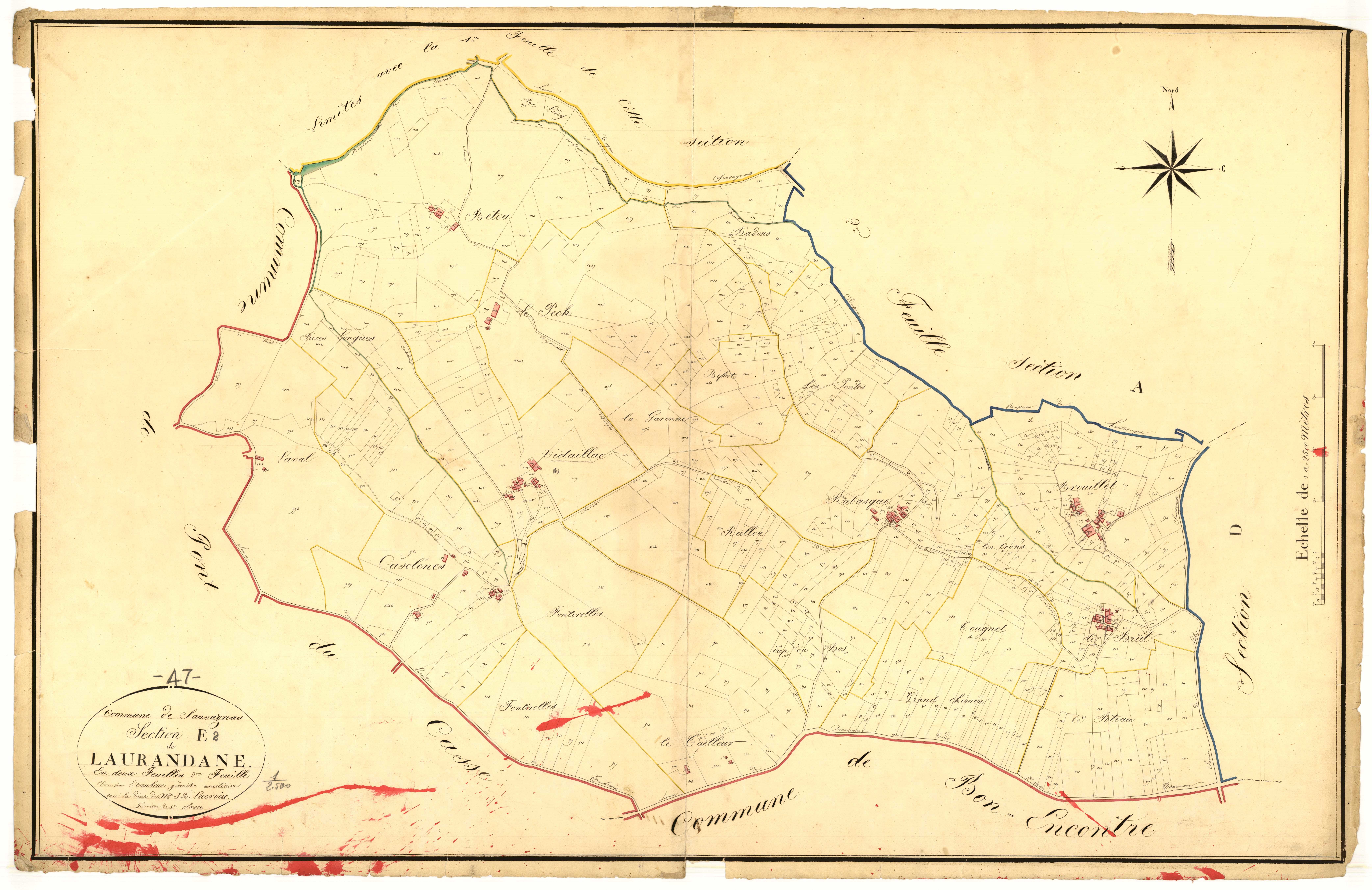 Plan napoléonien, atlas-E2 Laurandane, Sauvagnas
