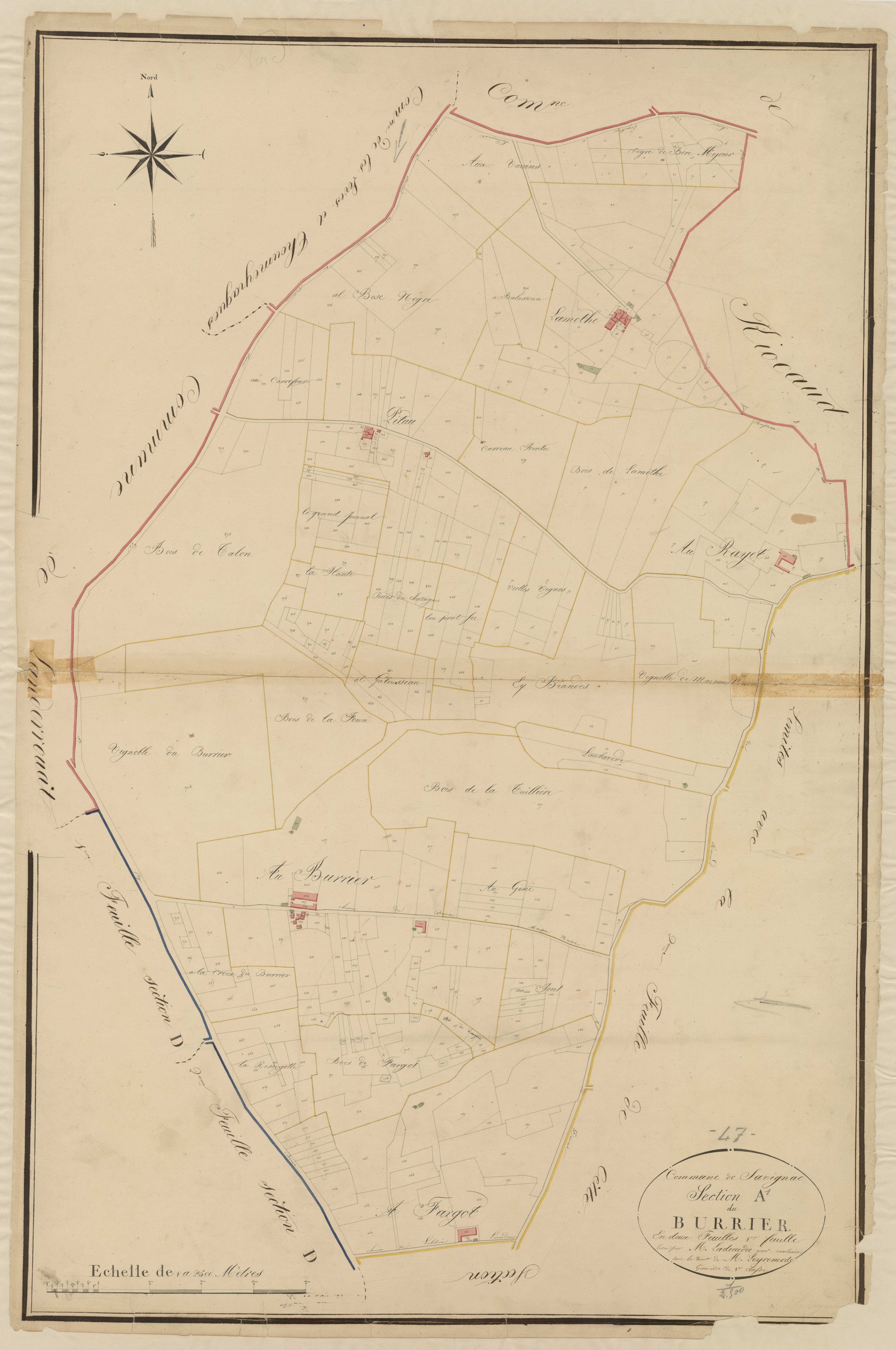 Plan napoléonien, atlas-A1 Burrier, Savignac-de-Duras