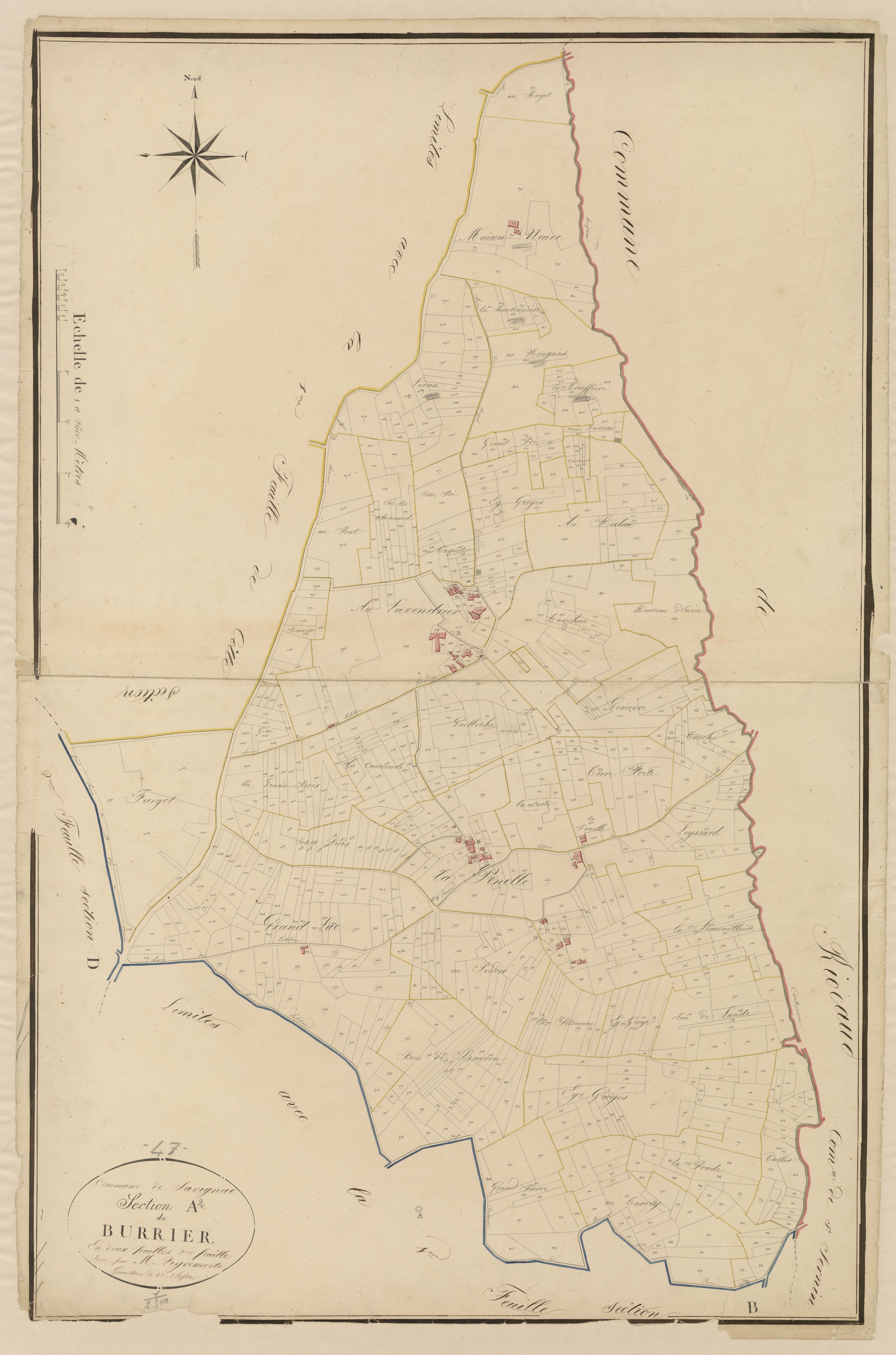 Plan napoléonien, atlas-A2 Burrier, Savignac-de-Duras