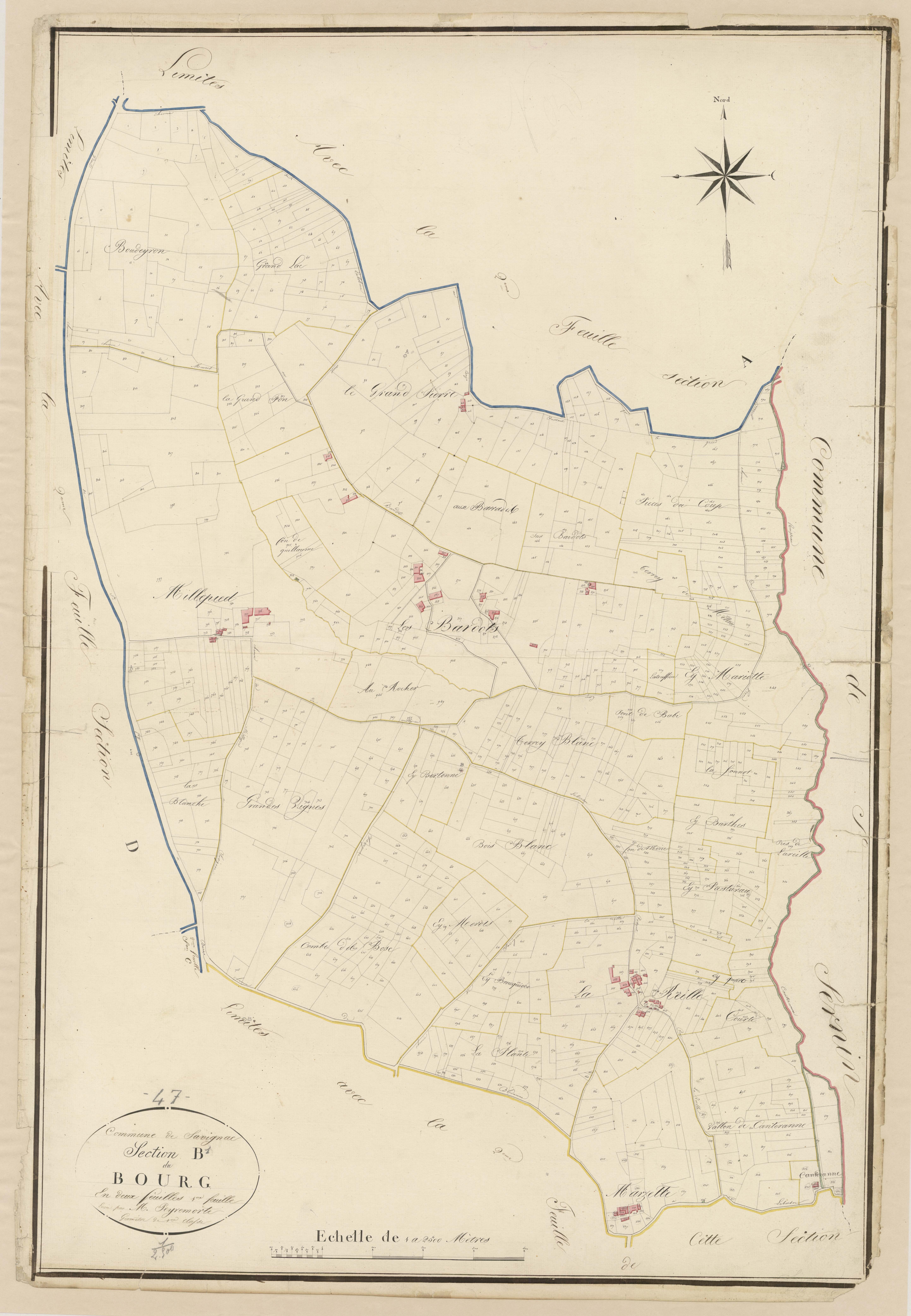Plan napoléonien, atlas-B1 Le Bourg, Savignac-de-Duras