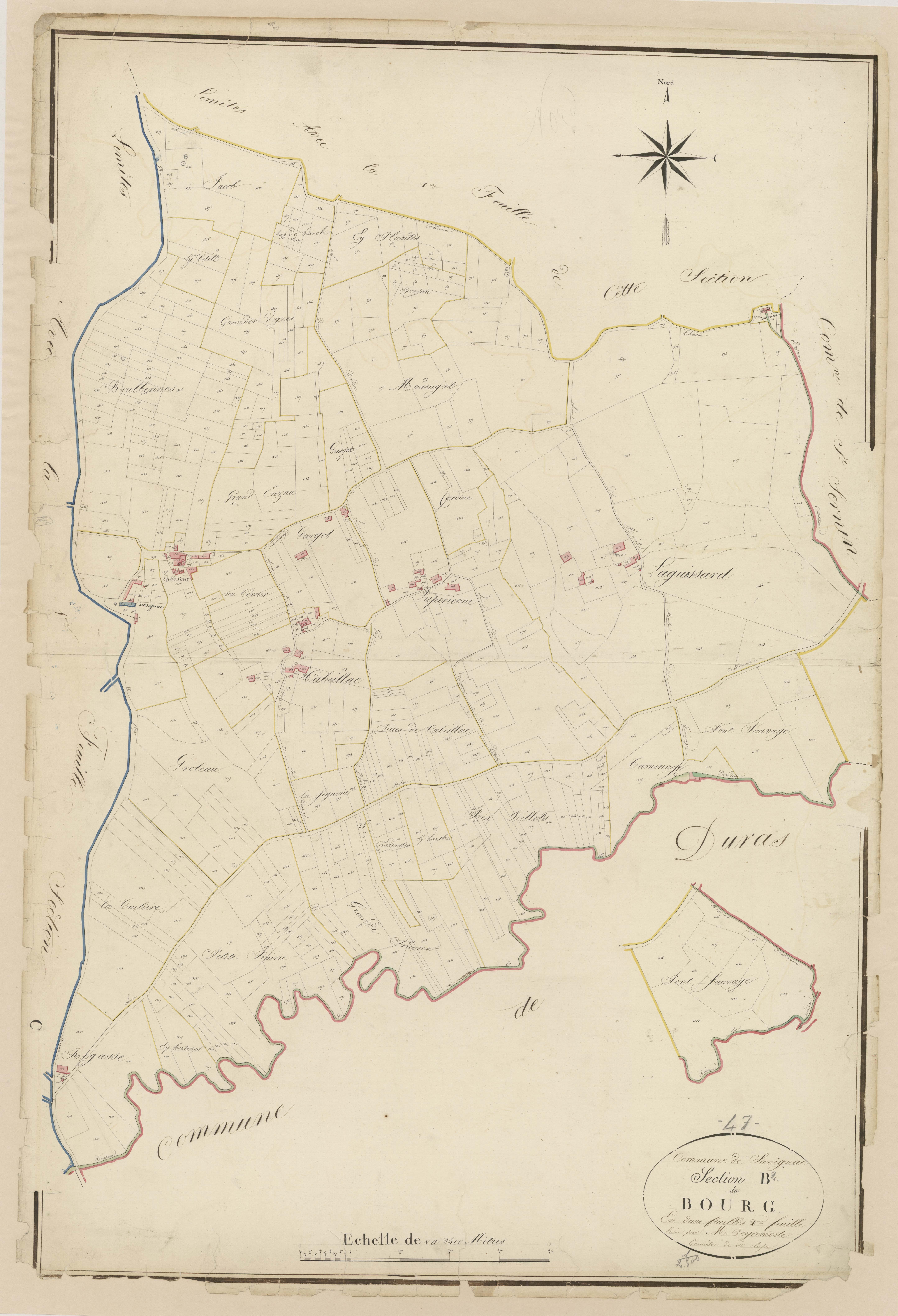 Plan napoléonien, atlas-B2 Le Bourg, Savignac-de-Duras