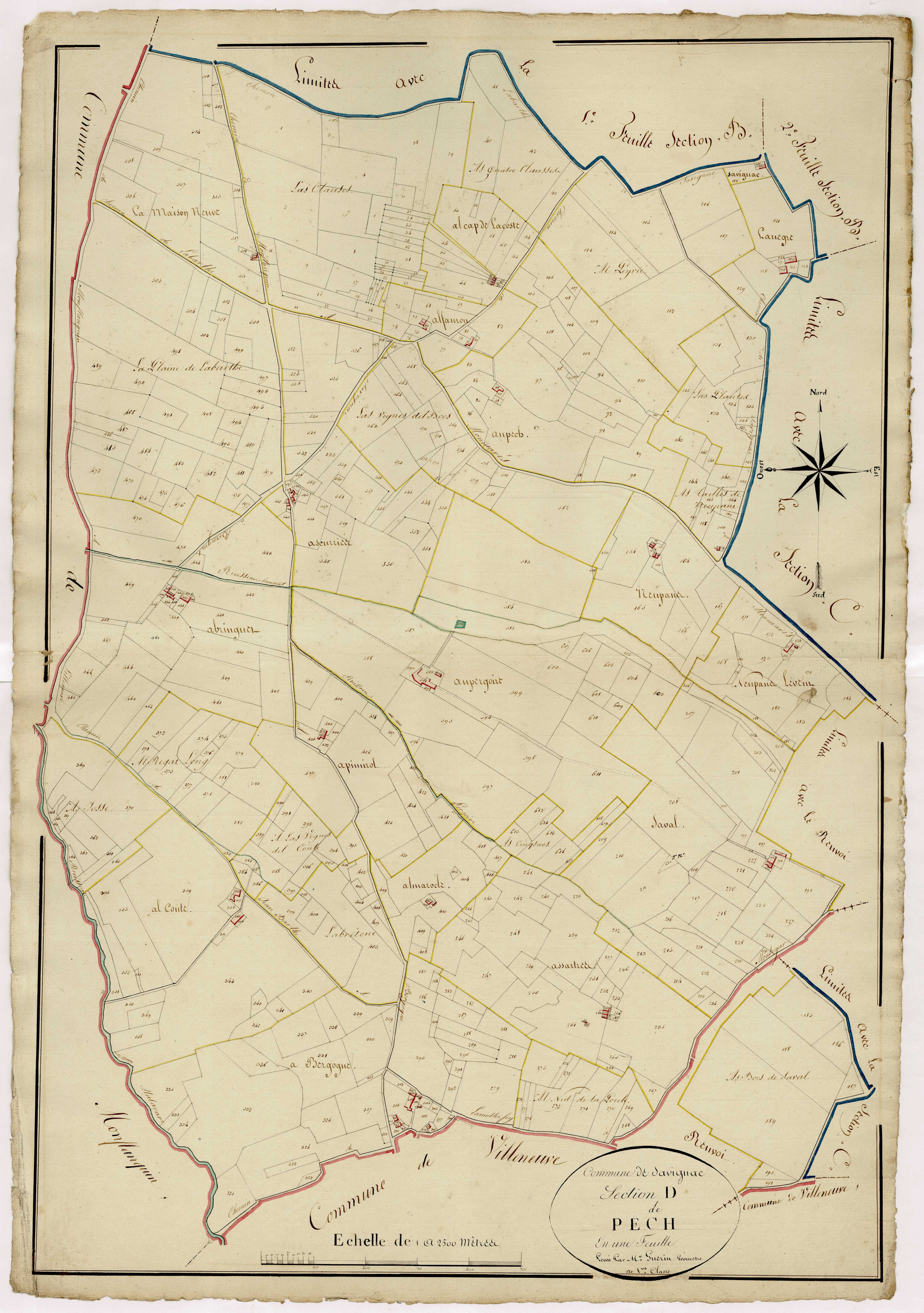Plan napoléonien, atlas-D Pech, Savignac-sur-Leyze