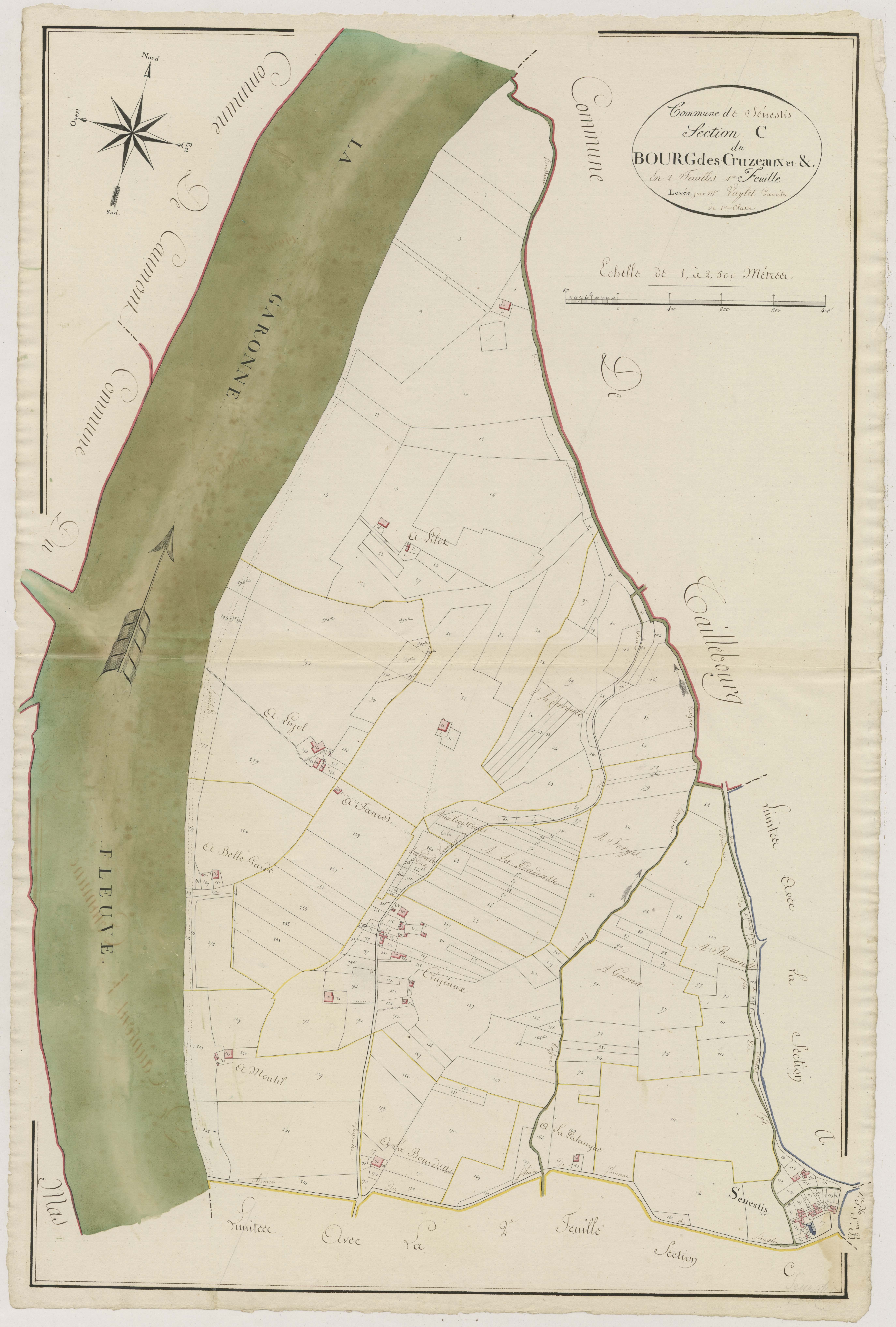 Plan primitif, atlas-C1 Le Bourg des Cruzeaux, Sénestis