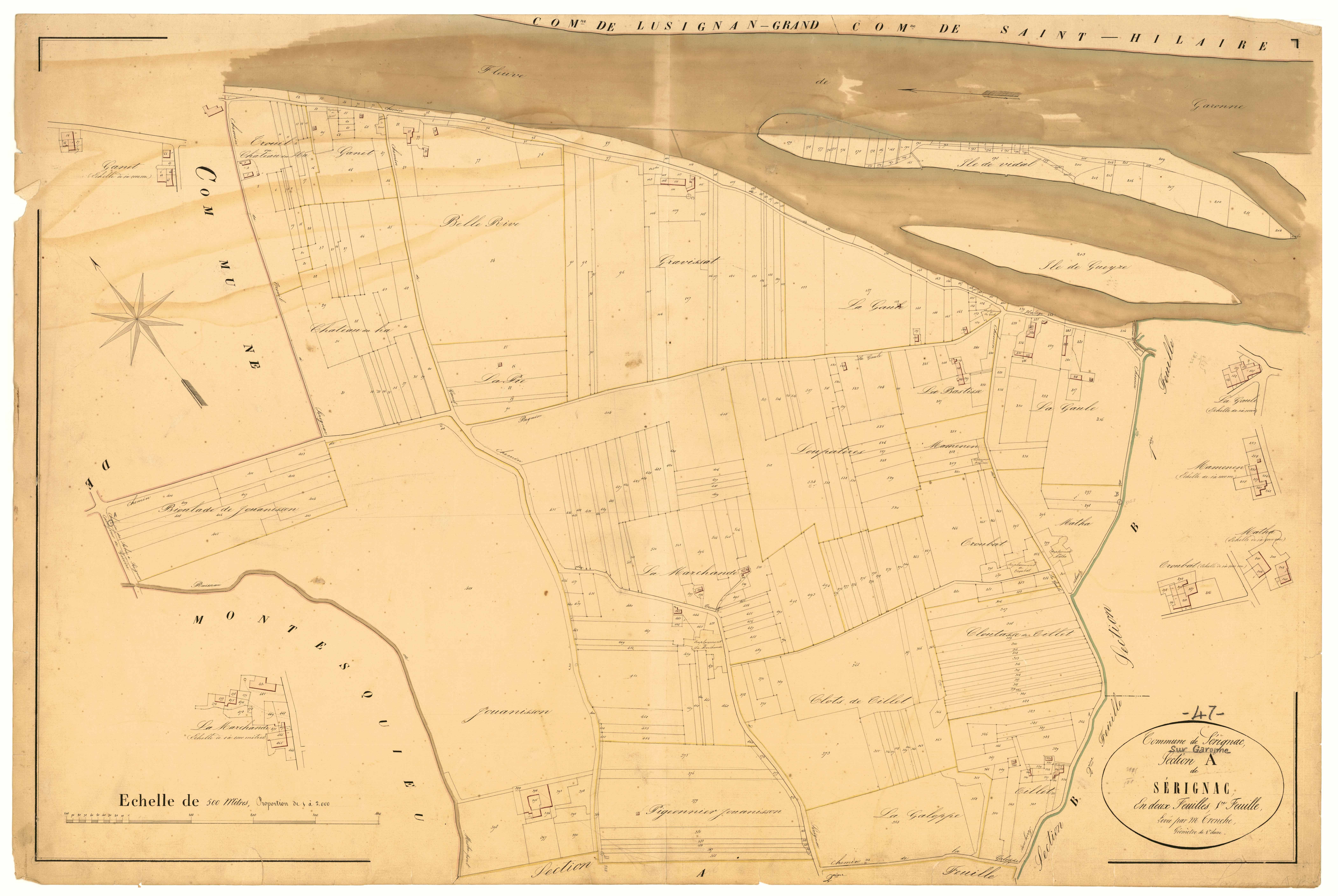 Plan napoléonien, atlas-A1 Sérignac, Sérignac-sur-Garonne