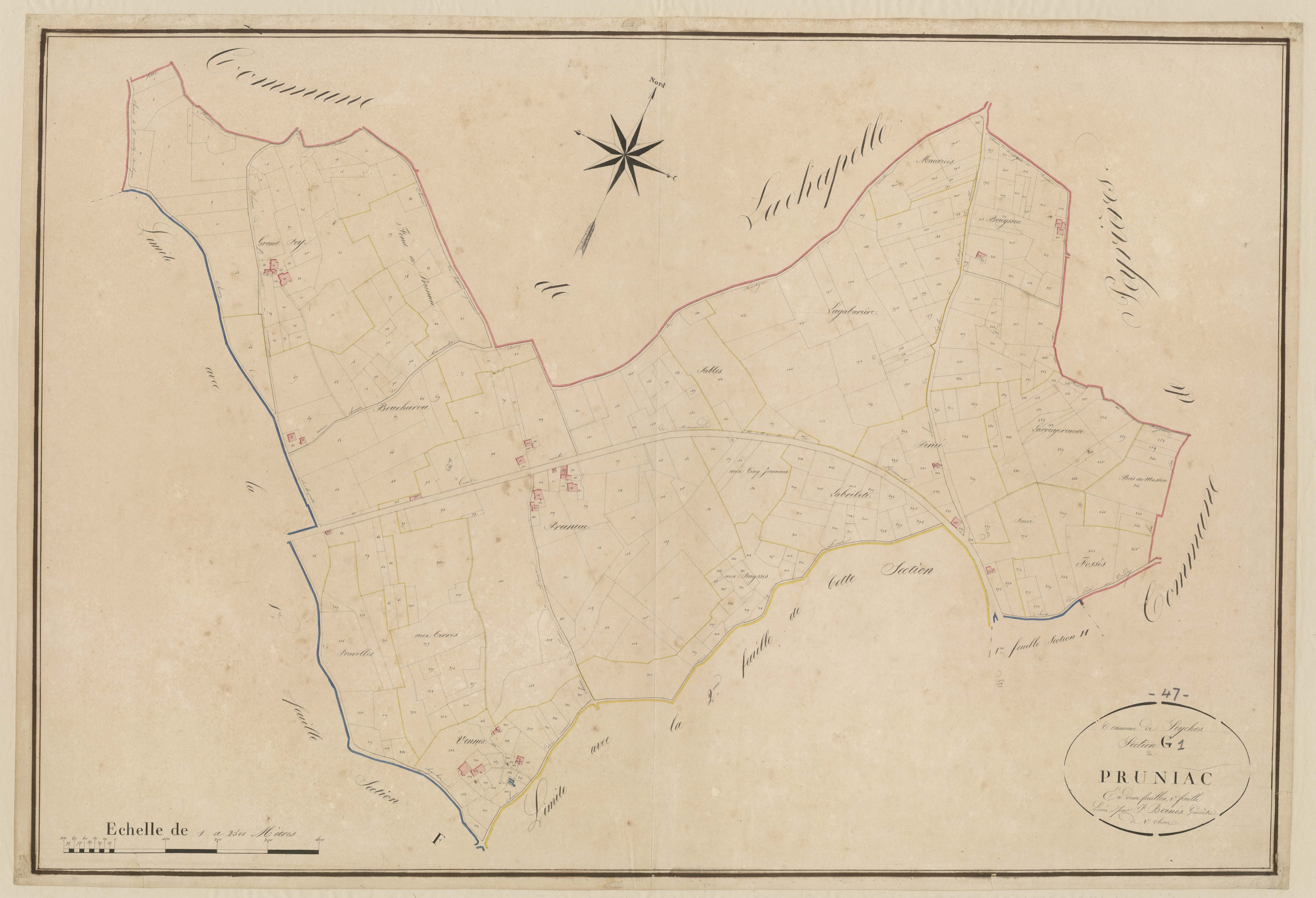 Plan napoléonien, atlas-G1 Pruniac, Seyches