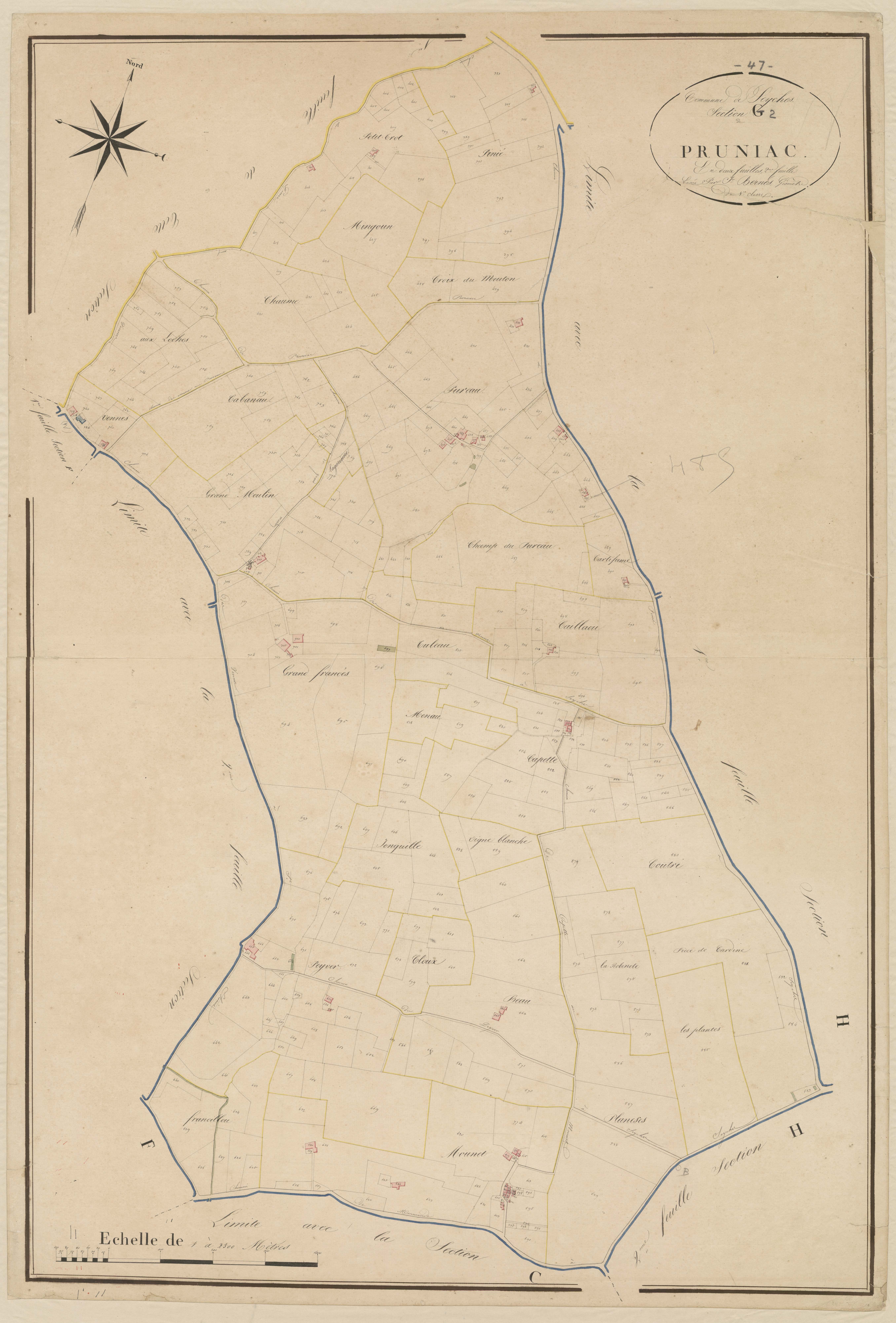 Plan napoléonien, atlas-G2 Pruniac, Seyches