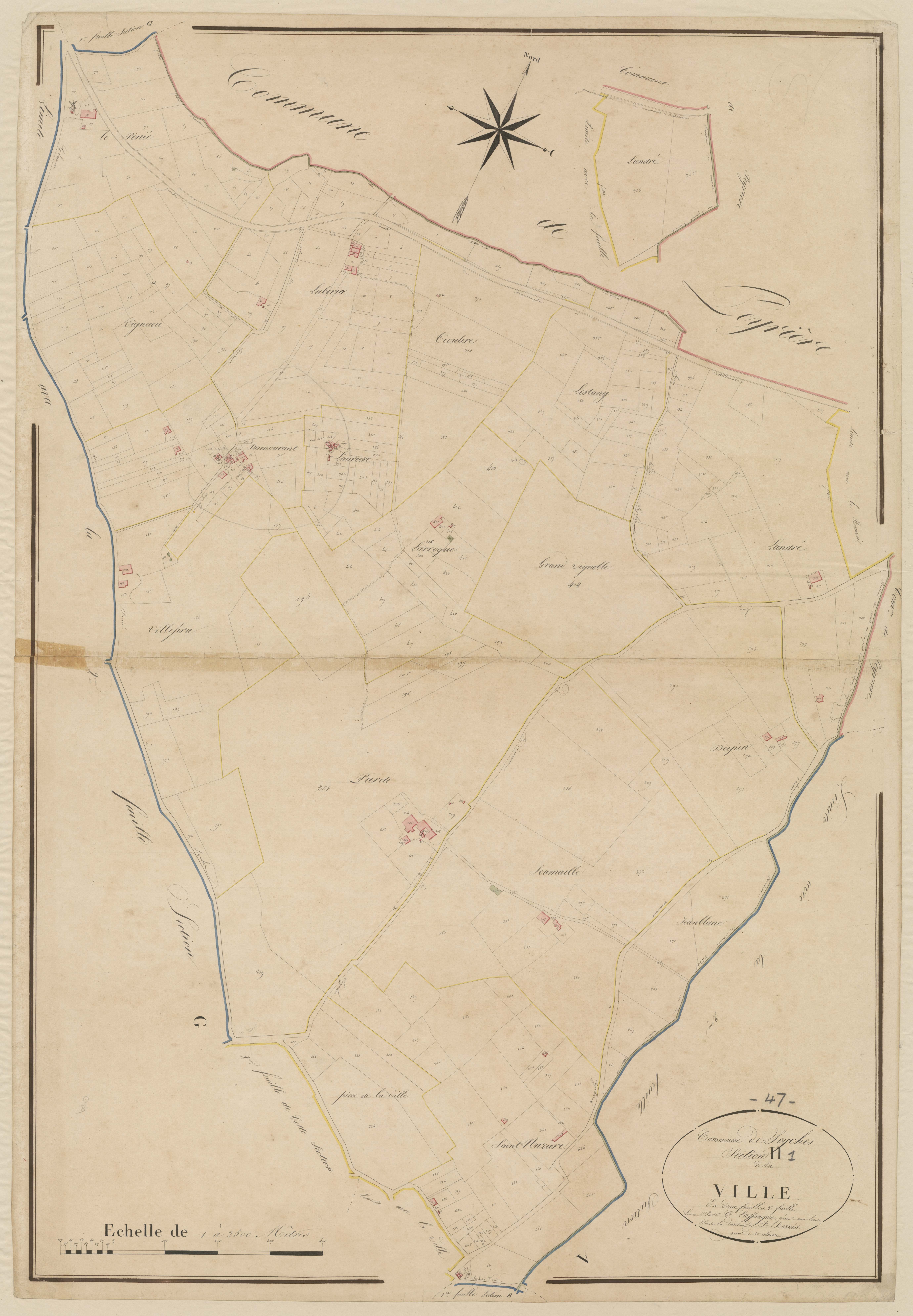 Plan napoléonien, atlas-H1 La Ville, Seyches