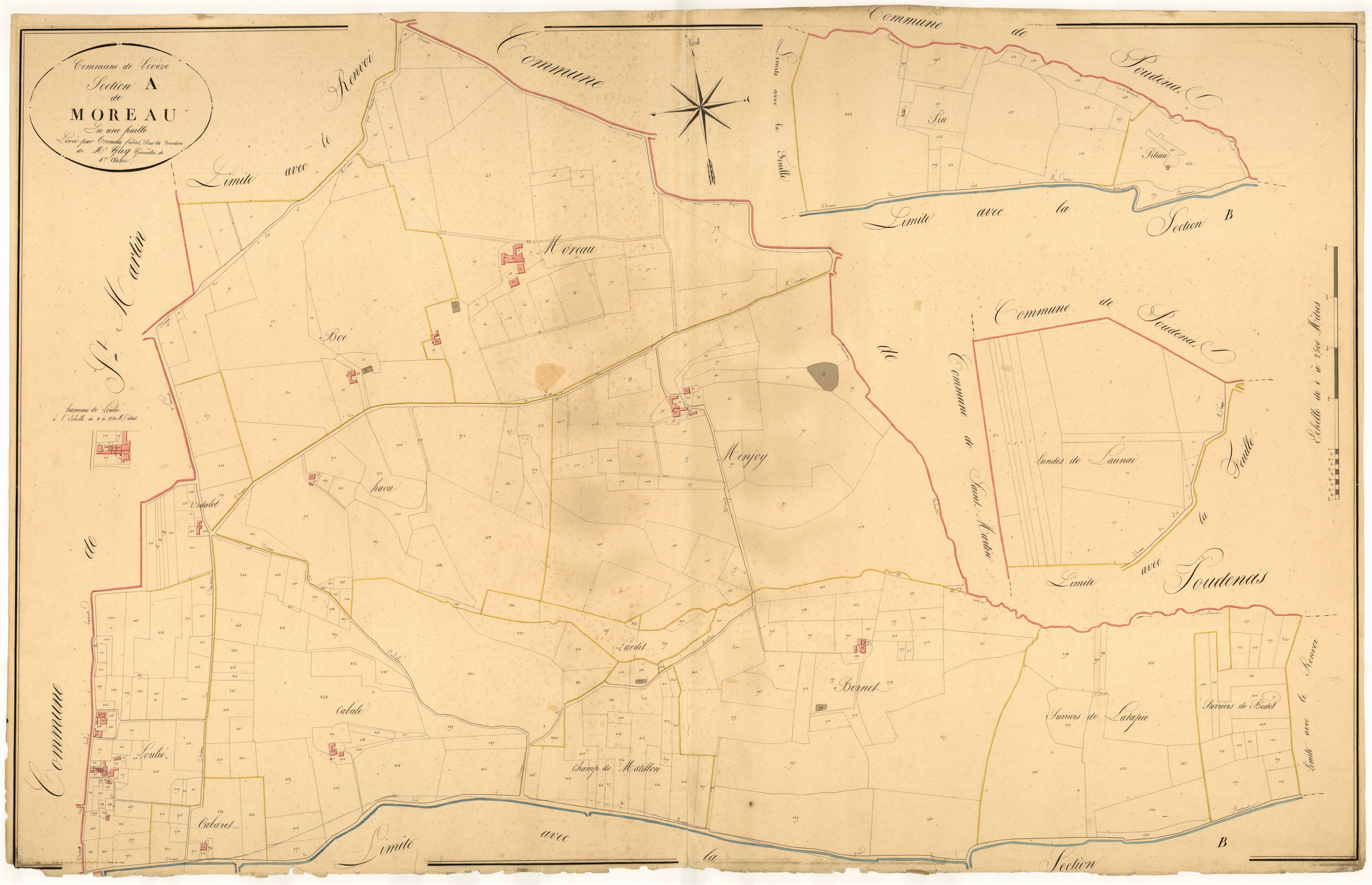 Plan napoléonien, atlas-A Moreau, Levèze (voir Sos)