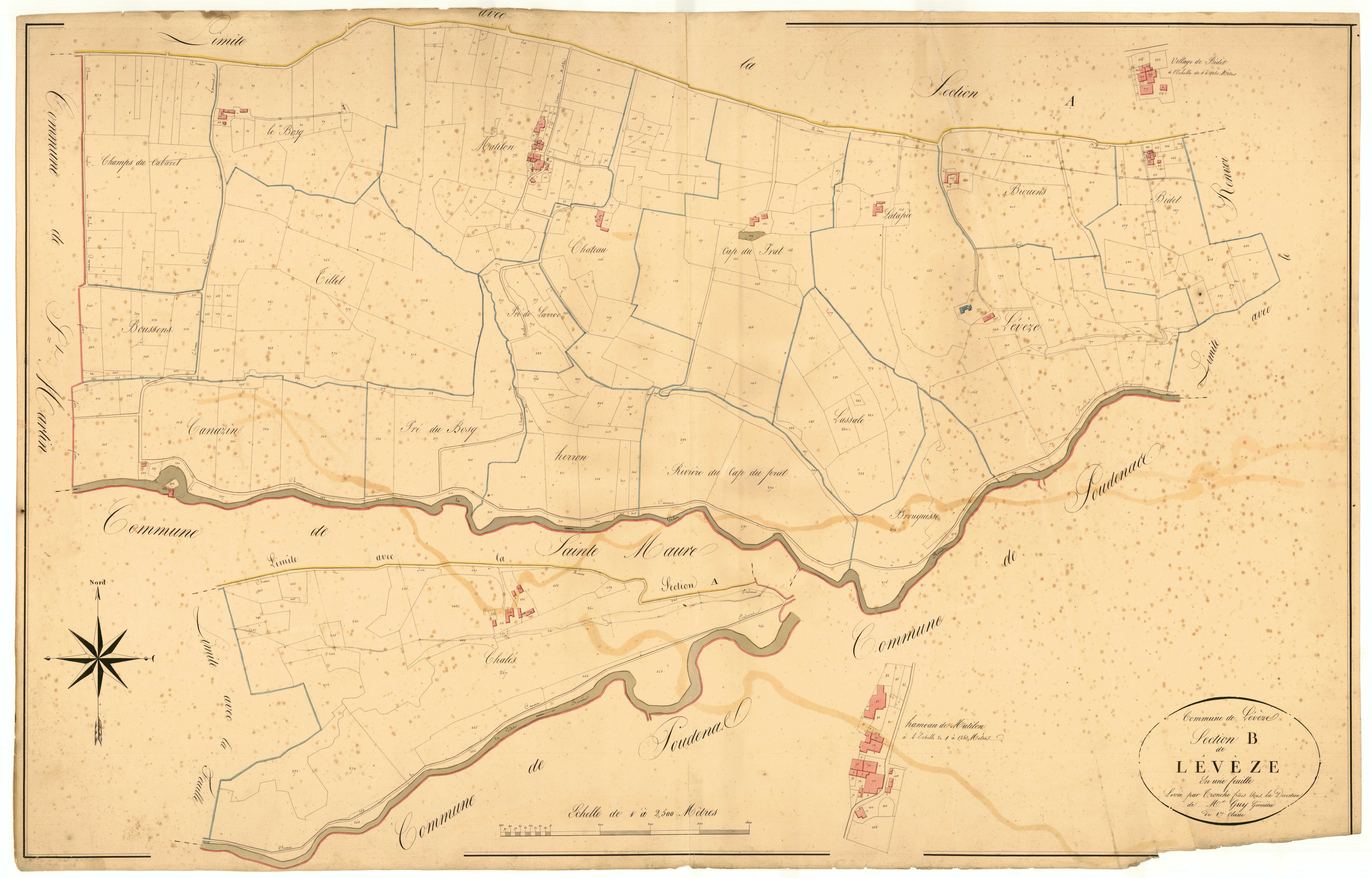 Plan napoléonien, atlas-B Levèze, Levèze (voir Sos)