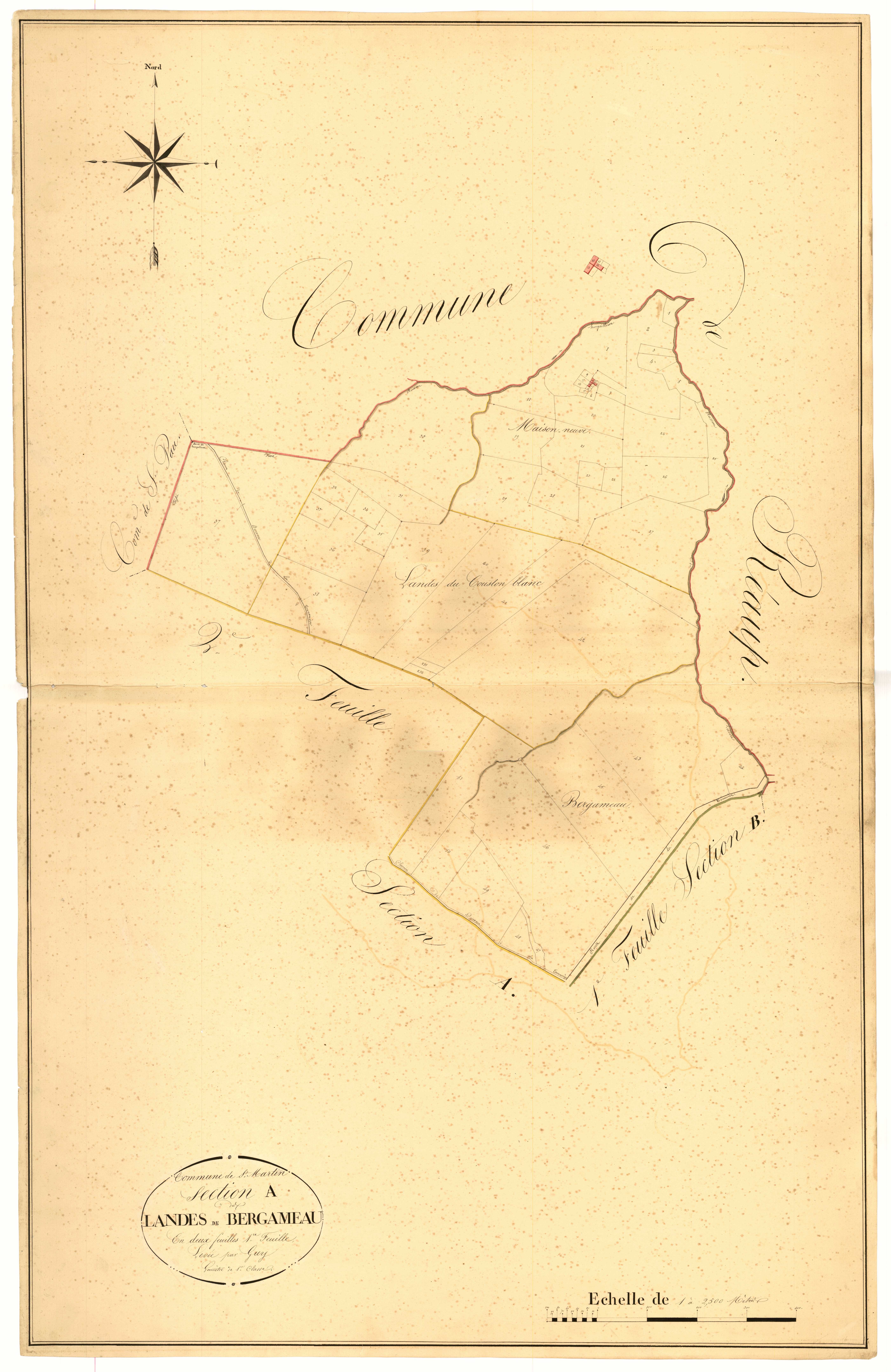 Plan napoléonien, atlas-A1 Landes et Bergameau, Saint-Martin (voir Sos)