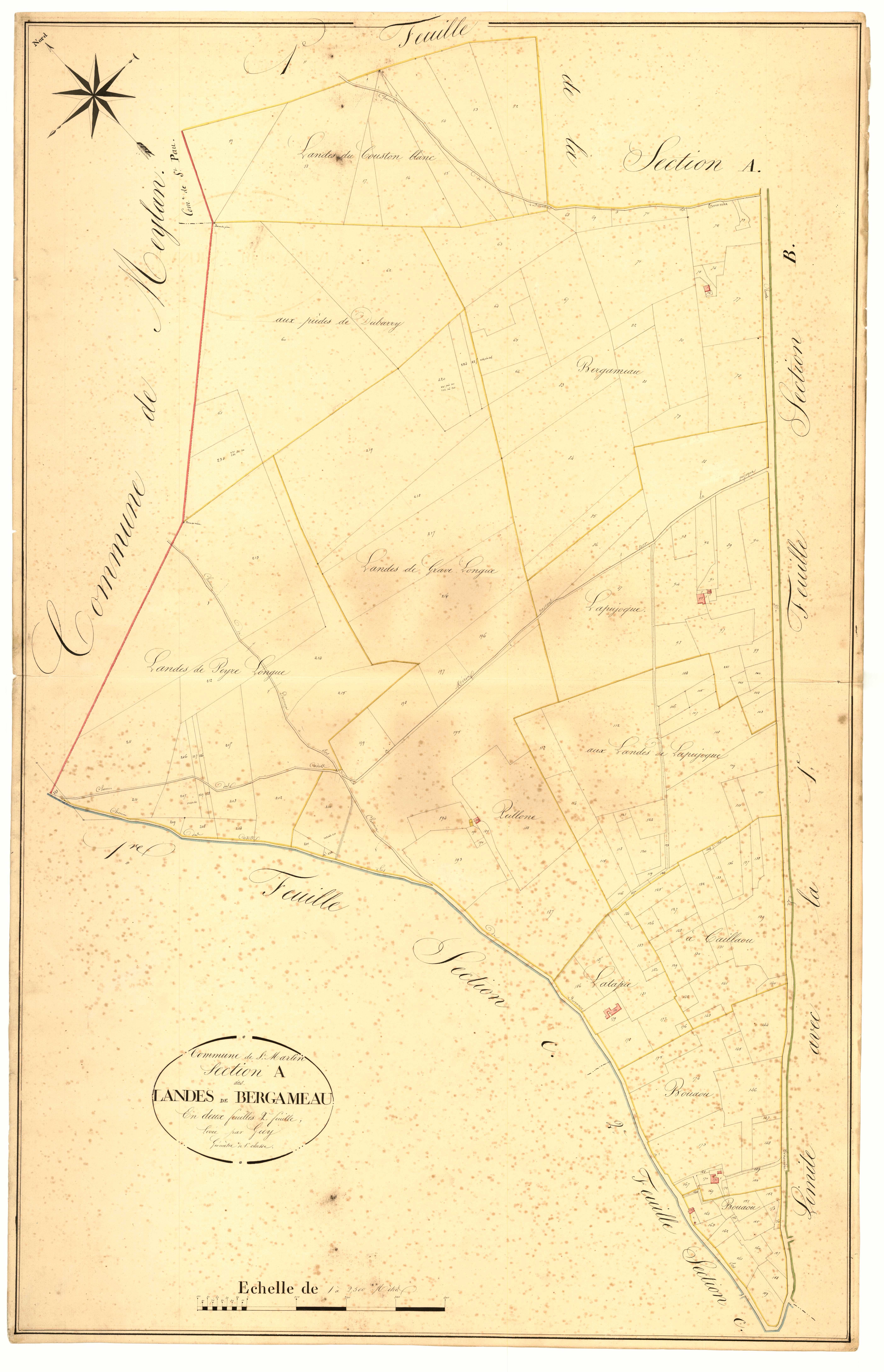 Plan napoléonien, atlas-A2 Landes et Bergameau, Saint-Martin (voir Sos)