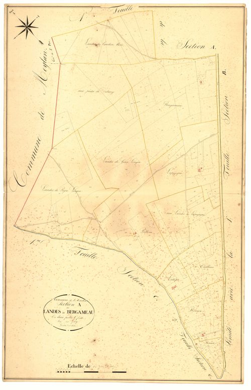 Plan napoléonien, atlas-A2 Landes et Bergameau, Saint-Martin (voir Sos)