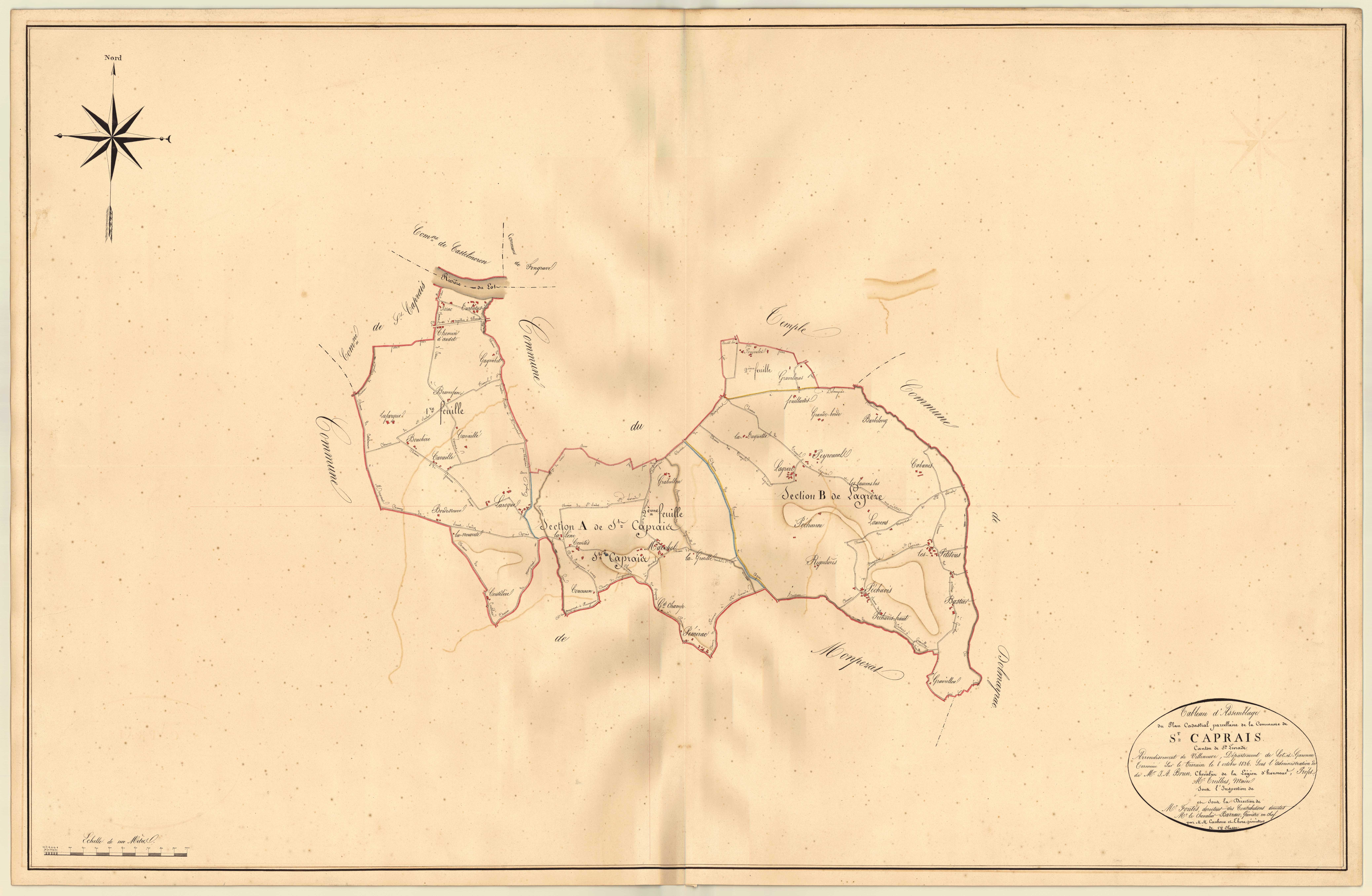 Plan napoléonien, atlas-TA, Saint-Caprais (voir Le Temple)