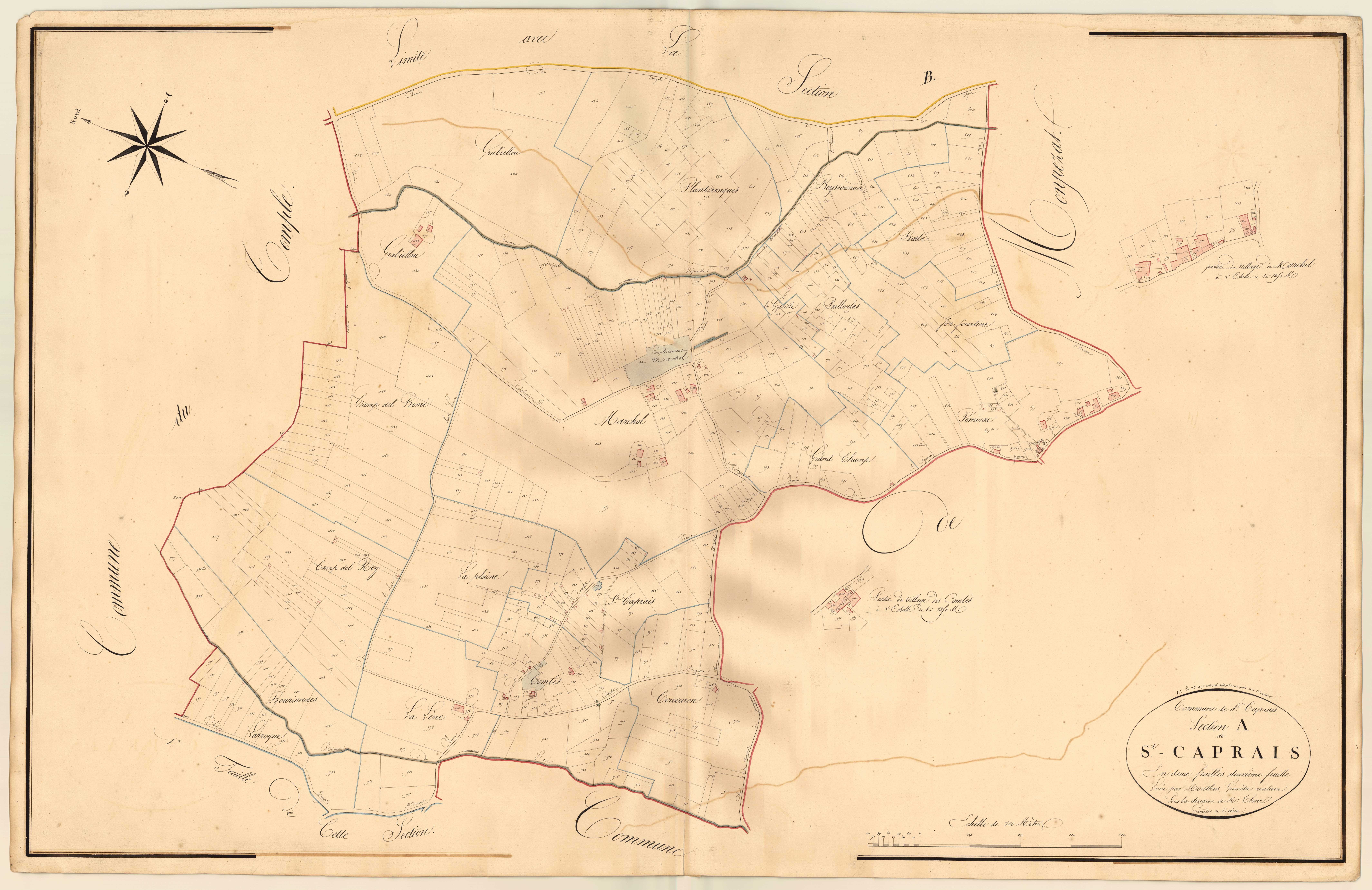 Plan napoléonien, atlas-A2 Saint-Caprais, Saint-Caprais (voir Le Temple)