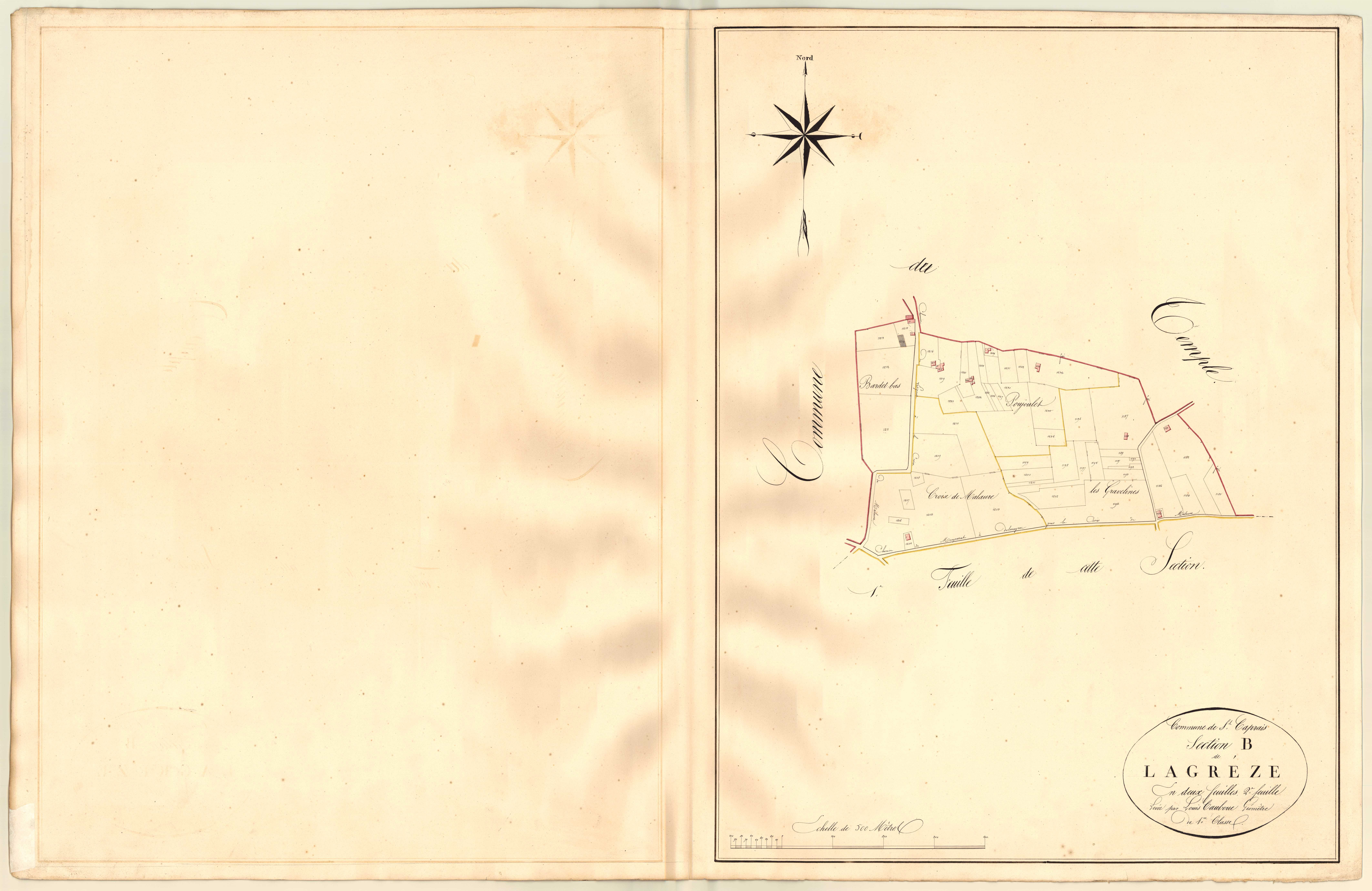 Plan napoléonien, atlas-B2 La Grèze, Saint-Caprais (voir Le Temple)