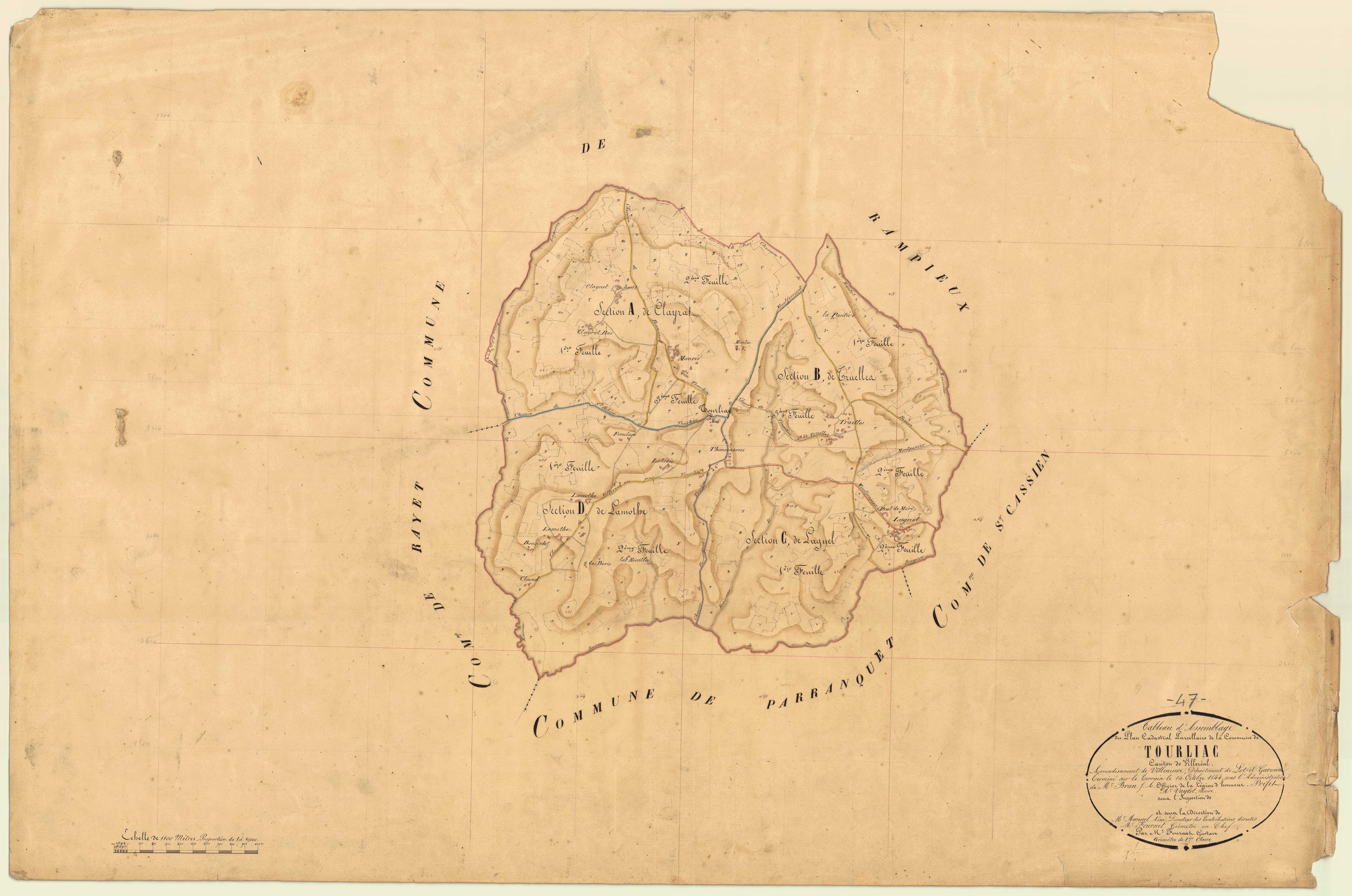 Plan napoléonien, feuille préparatoire-TA, Tourliac