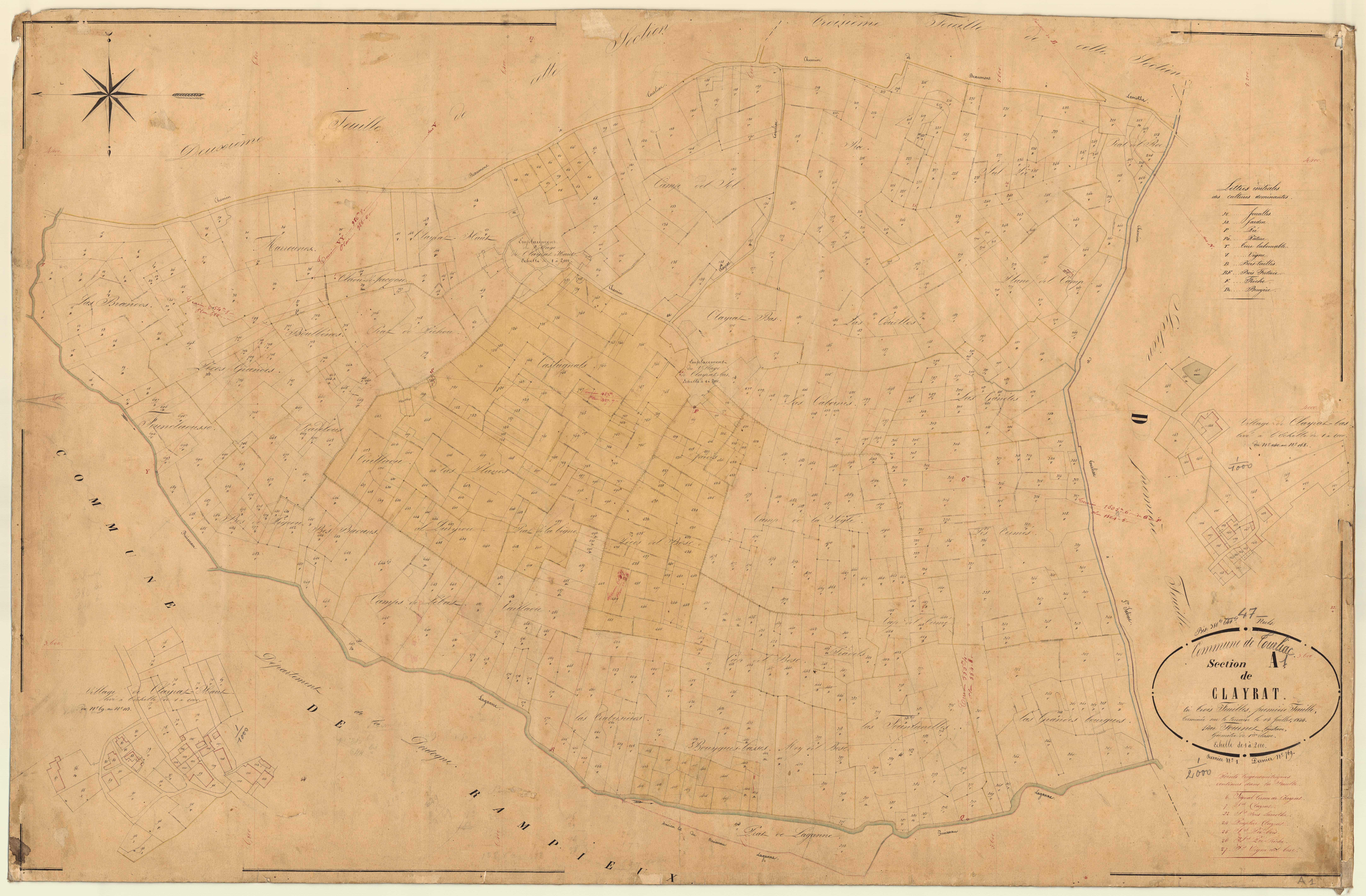 Plan napoléonien, feuille préparatoire-A1 Clayrat, Tourliac