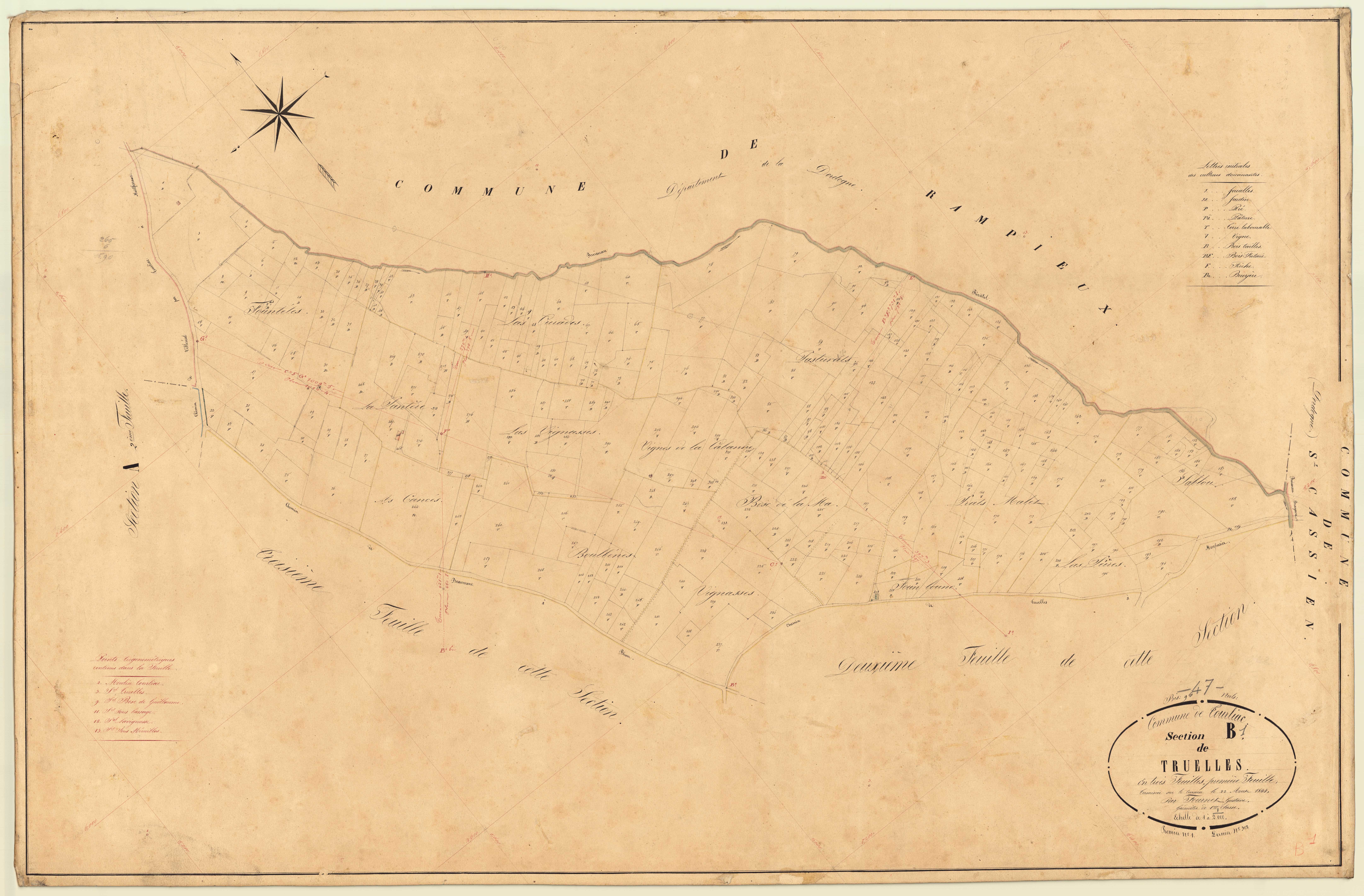Plan napoléonien, feuille préparatoire-B1 Truelles, Tourliac