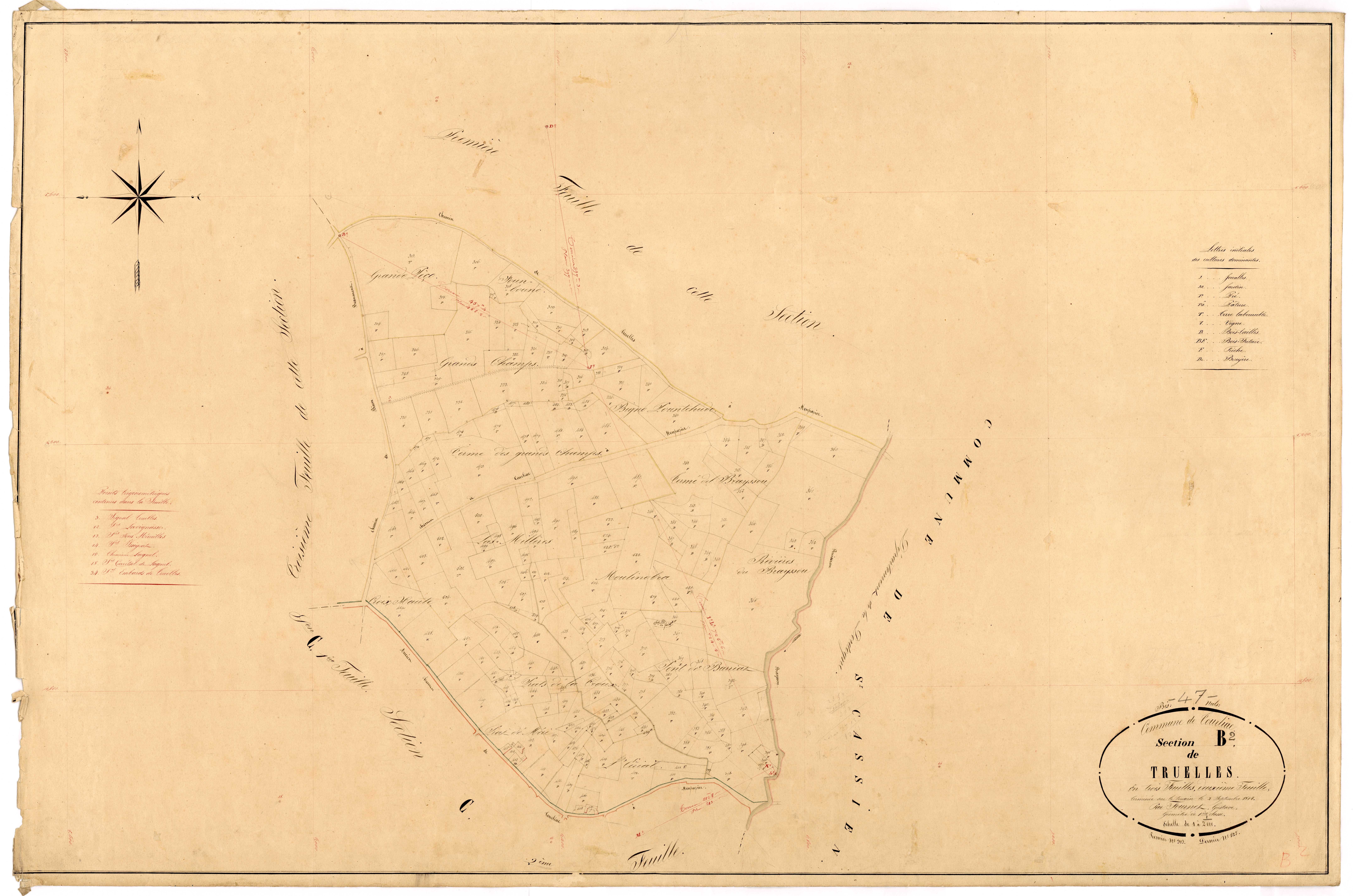Plan napoléonien, feuille préparatoire-B2 Truelles, Tourliac
